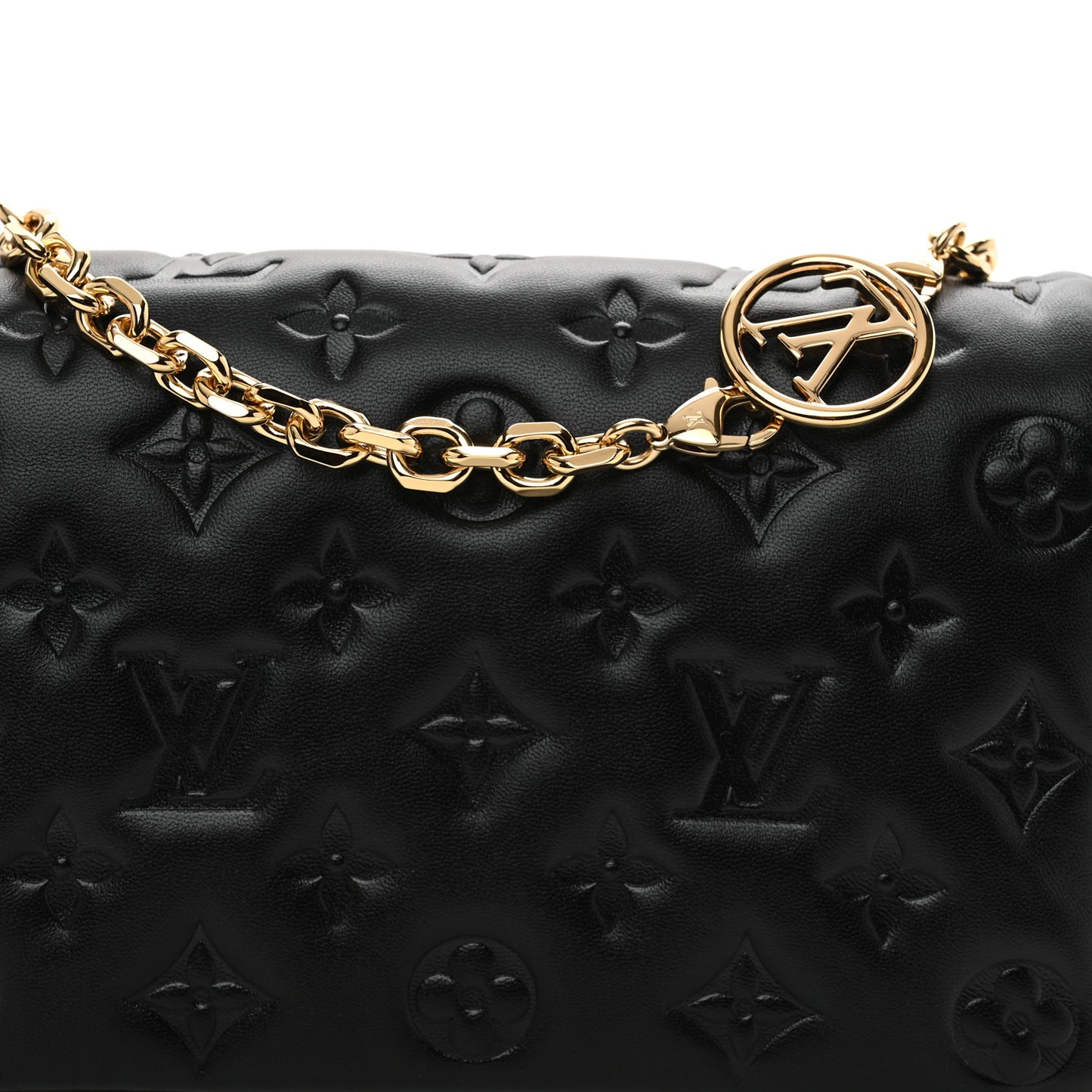 Lambskin Embossed Monogram Pochette Coussin Black