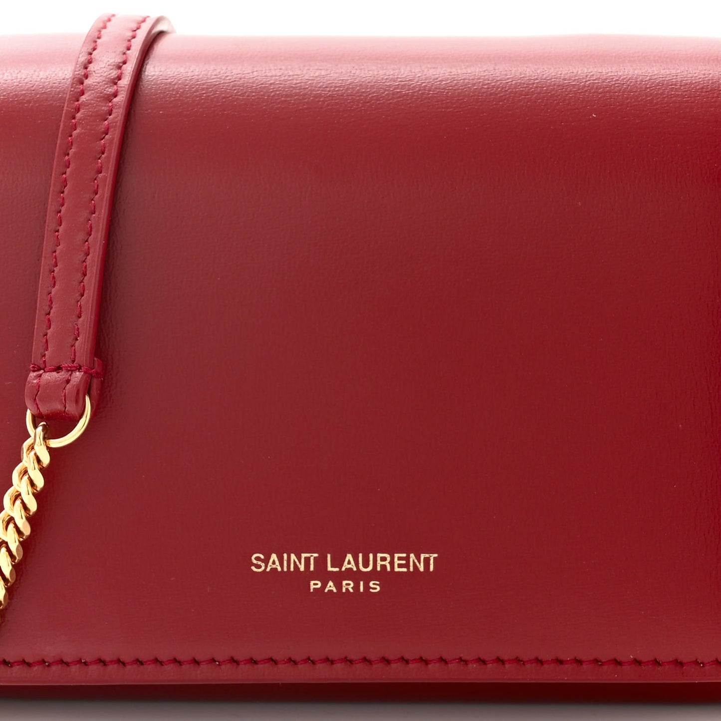 Calfskin Monogram Chain Card Case Opyum Red