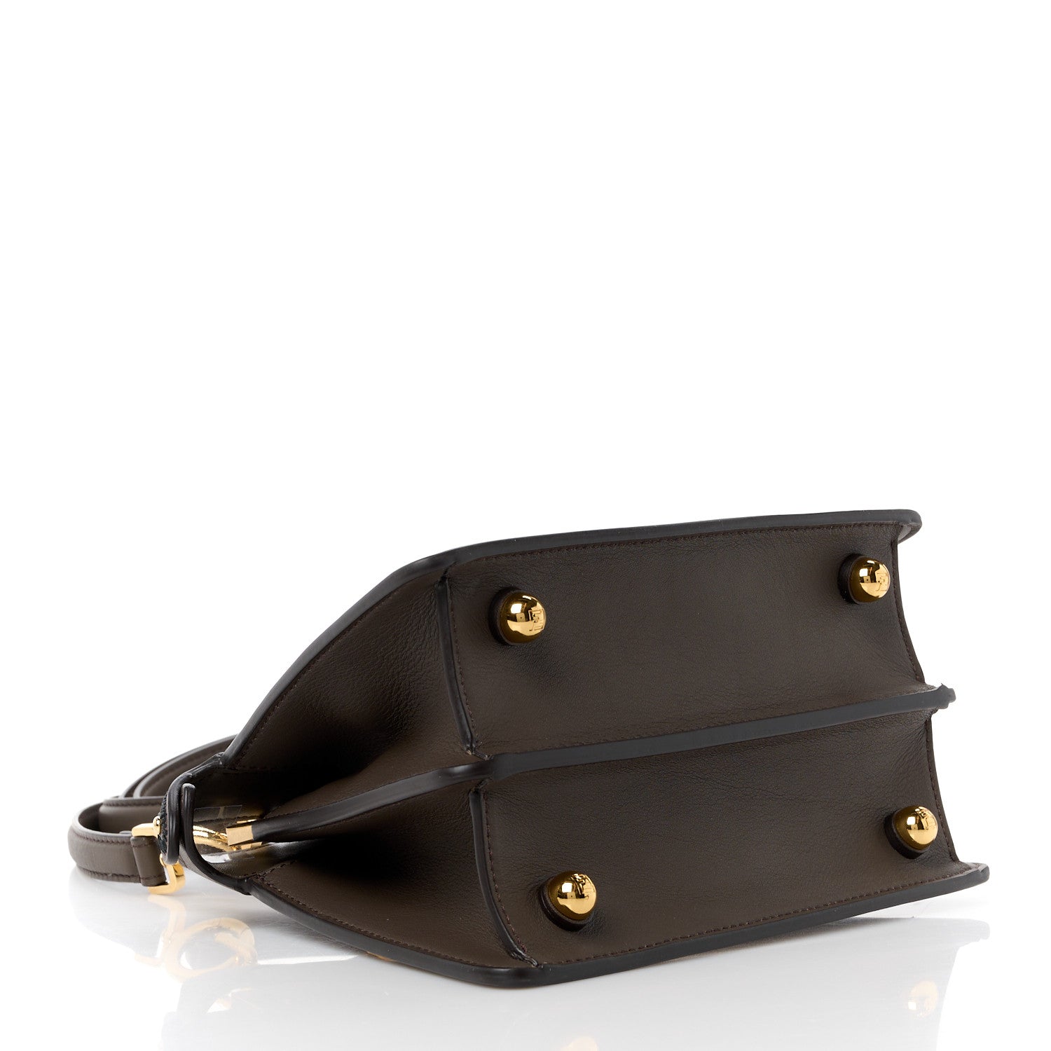 Fendi Vitello Seta Shiny Nappa Floral Embroidered Petite Peekaboo I SEE U Satchel Carbone Black 4 of 14