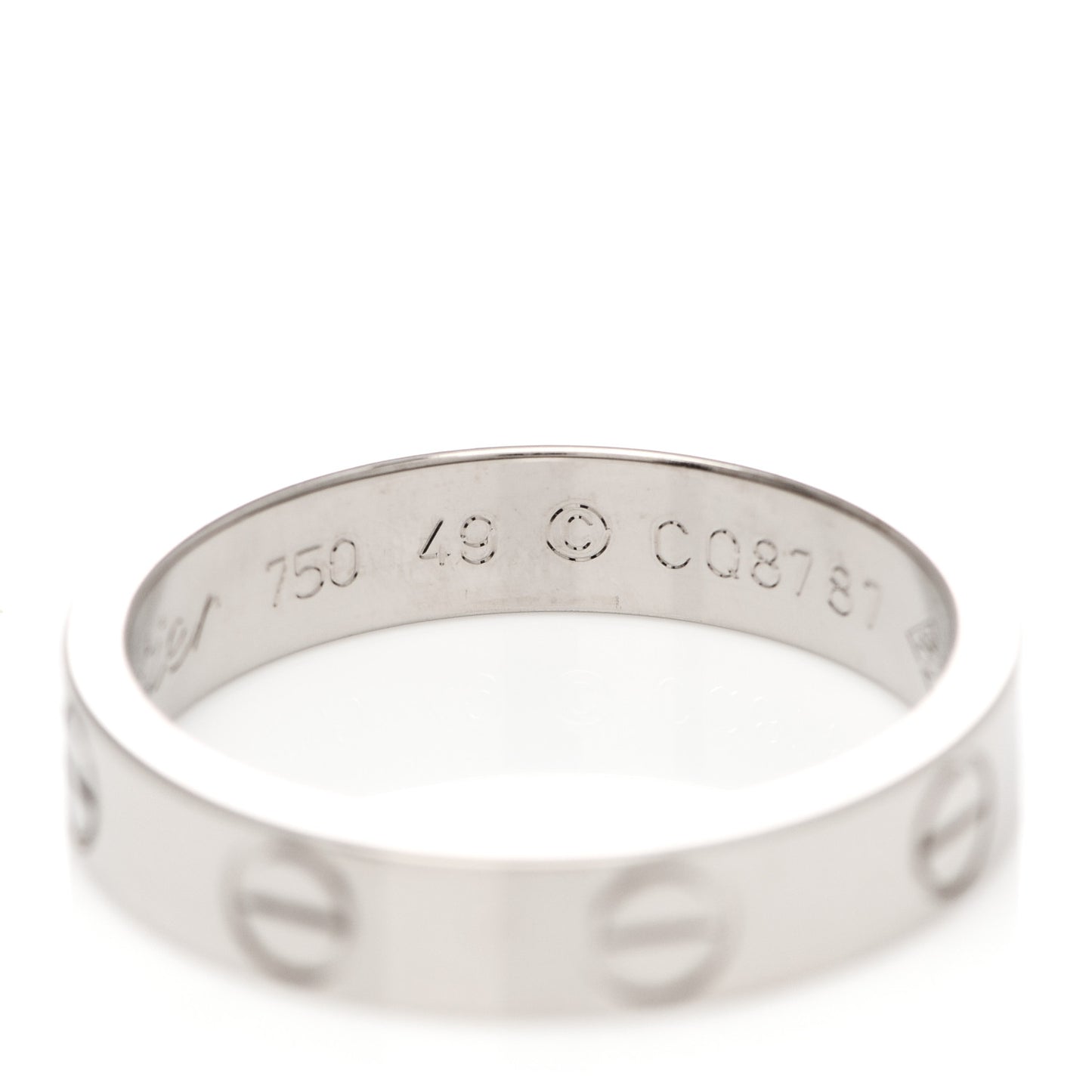 18K White Gold 3.5mm LOVE Wedding Band Ring 49 5