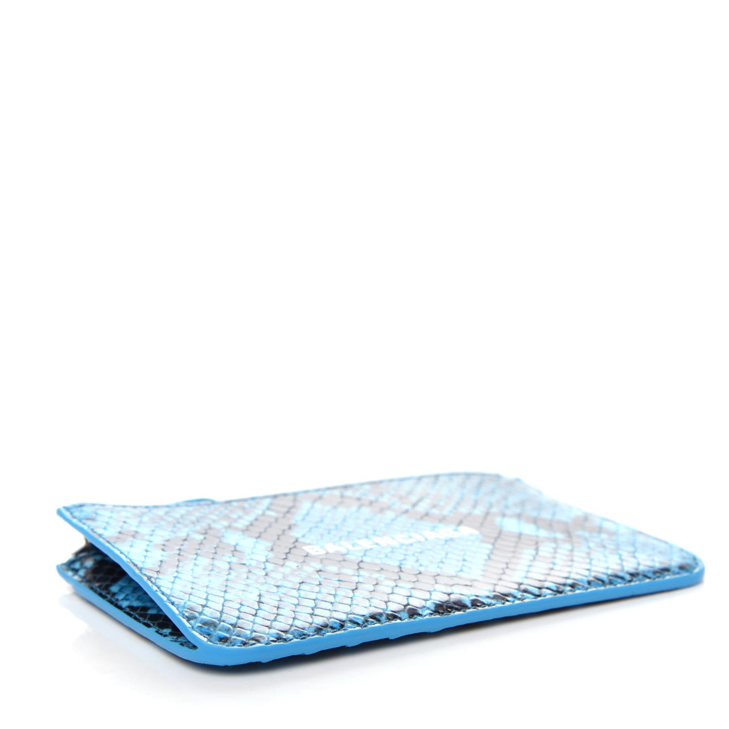 Calfskin Logo Python Printed Large Cash Long Coin Card Holder Azur Black