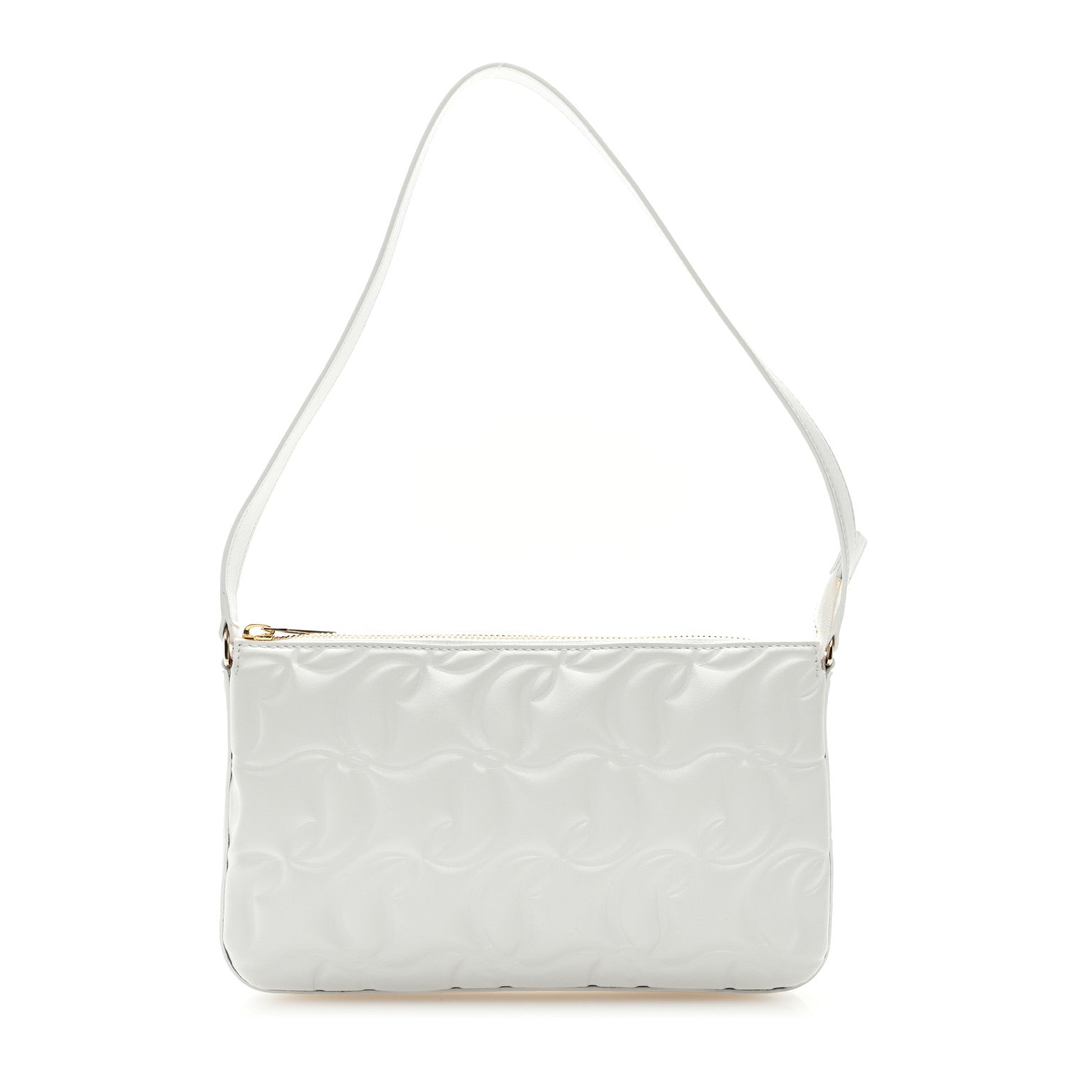 Christian Louboutin Calfskin Embossed Loubila Shoulder Bag White 1 of 8