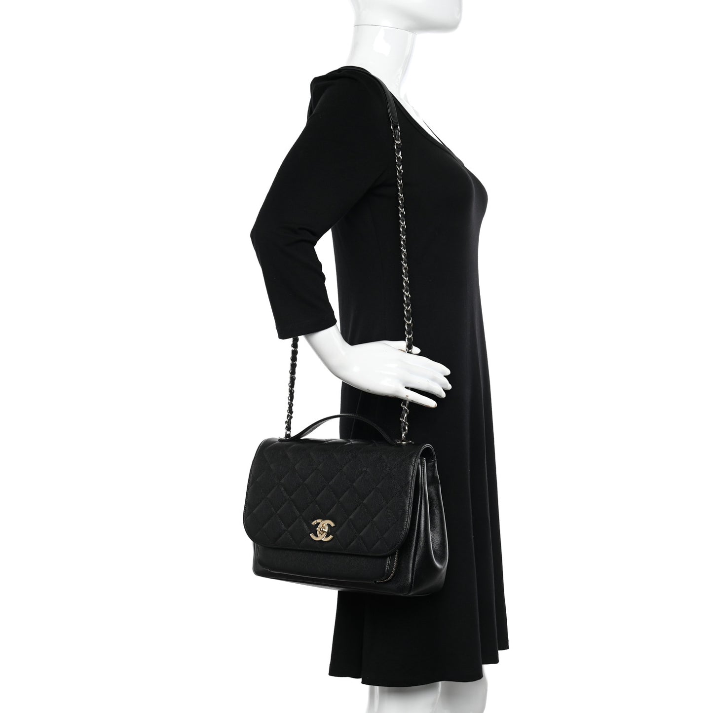 Caviar Quilted Large Business Affinity Flap Black