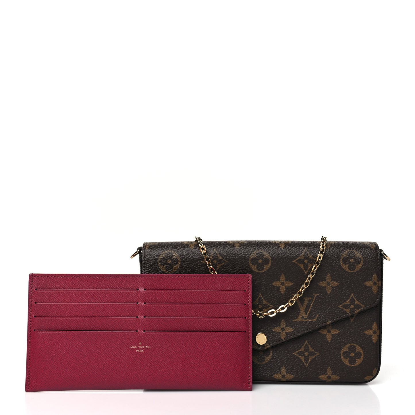 Monogram Pochette Felicie Chain Wallet Fuchsia