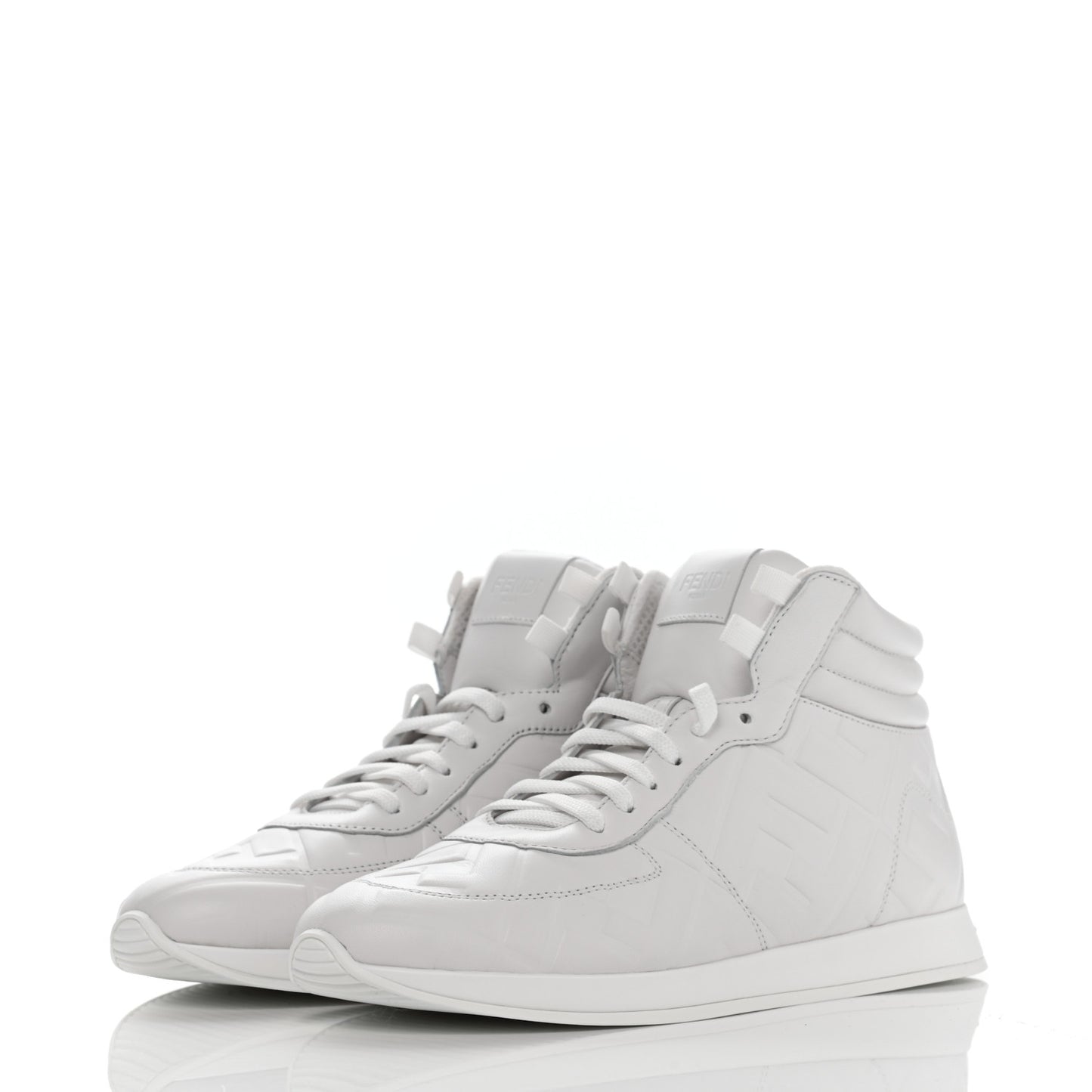 Nappa Macro FF Embossed Womens High Top Sneakers 37 White Ice