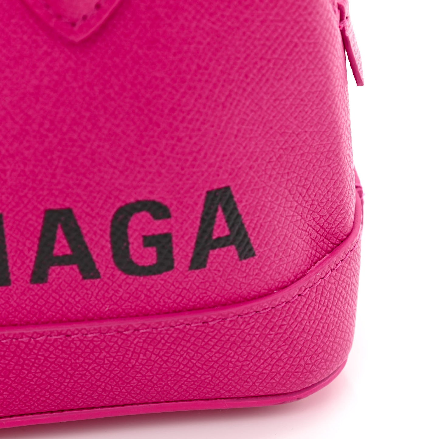 Signature Grained Calfskin Logo XXS Ville Top Handle Bag Fuchsia