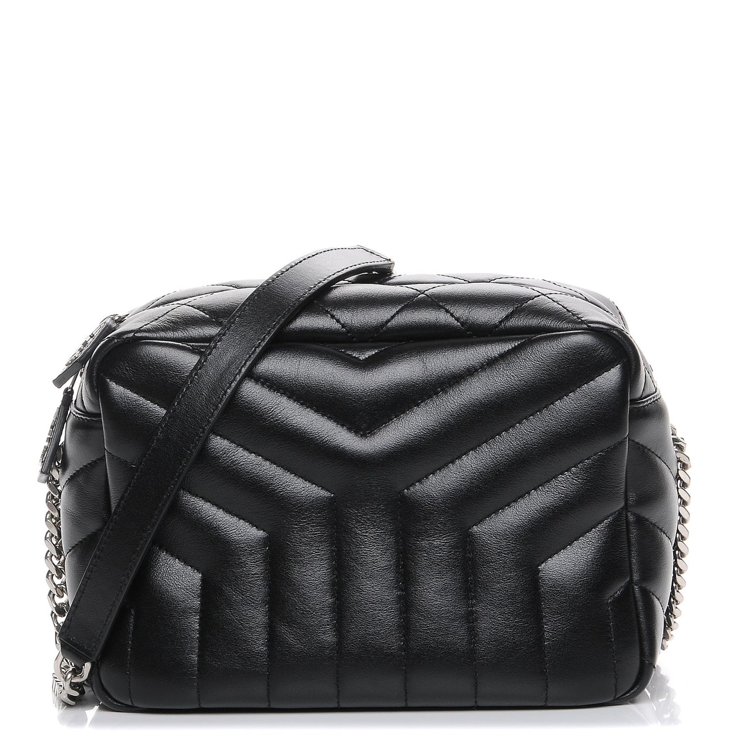 Calfskin Y Quilted Monogram Small Loulou Bowling Bag Black