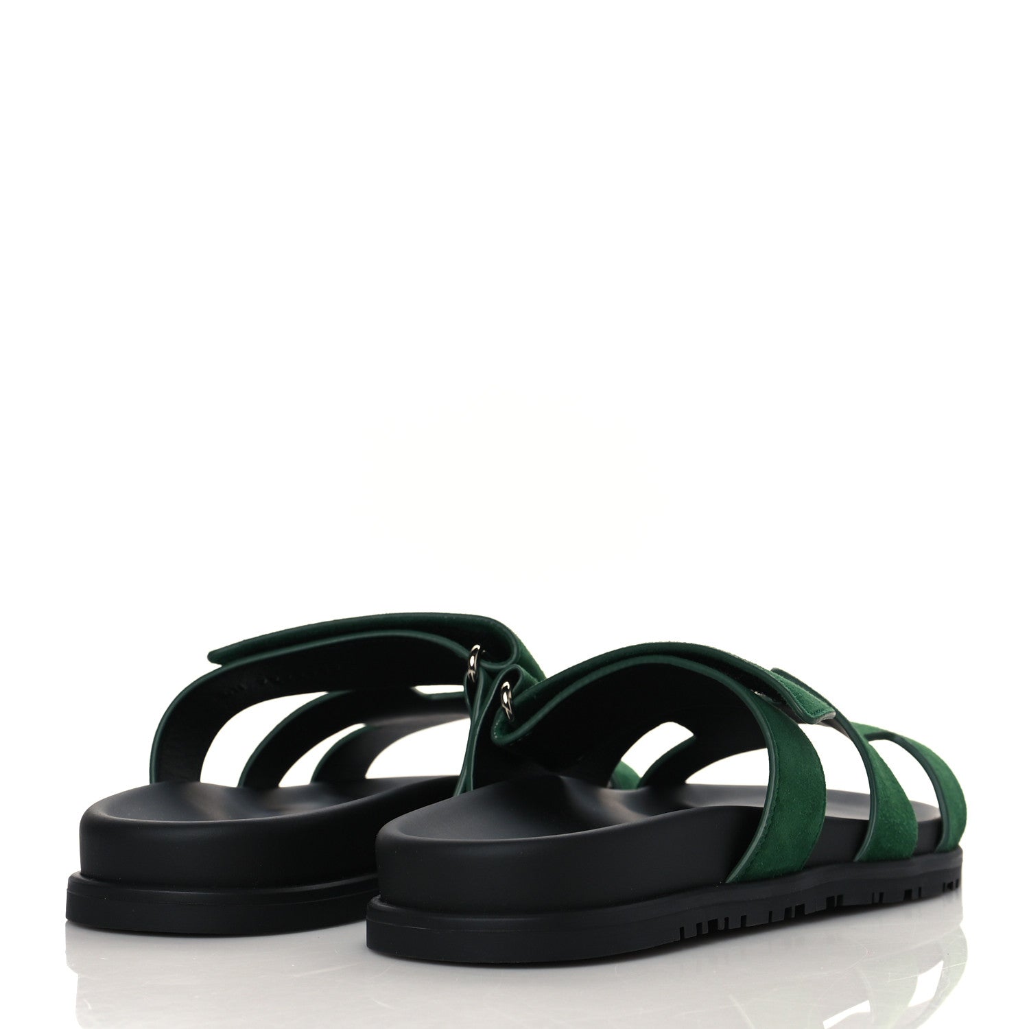 Hermes Suede Goatskin Womens Chypre Sandals 38 Vert Electrique 4 of 9