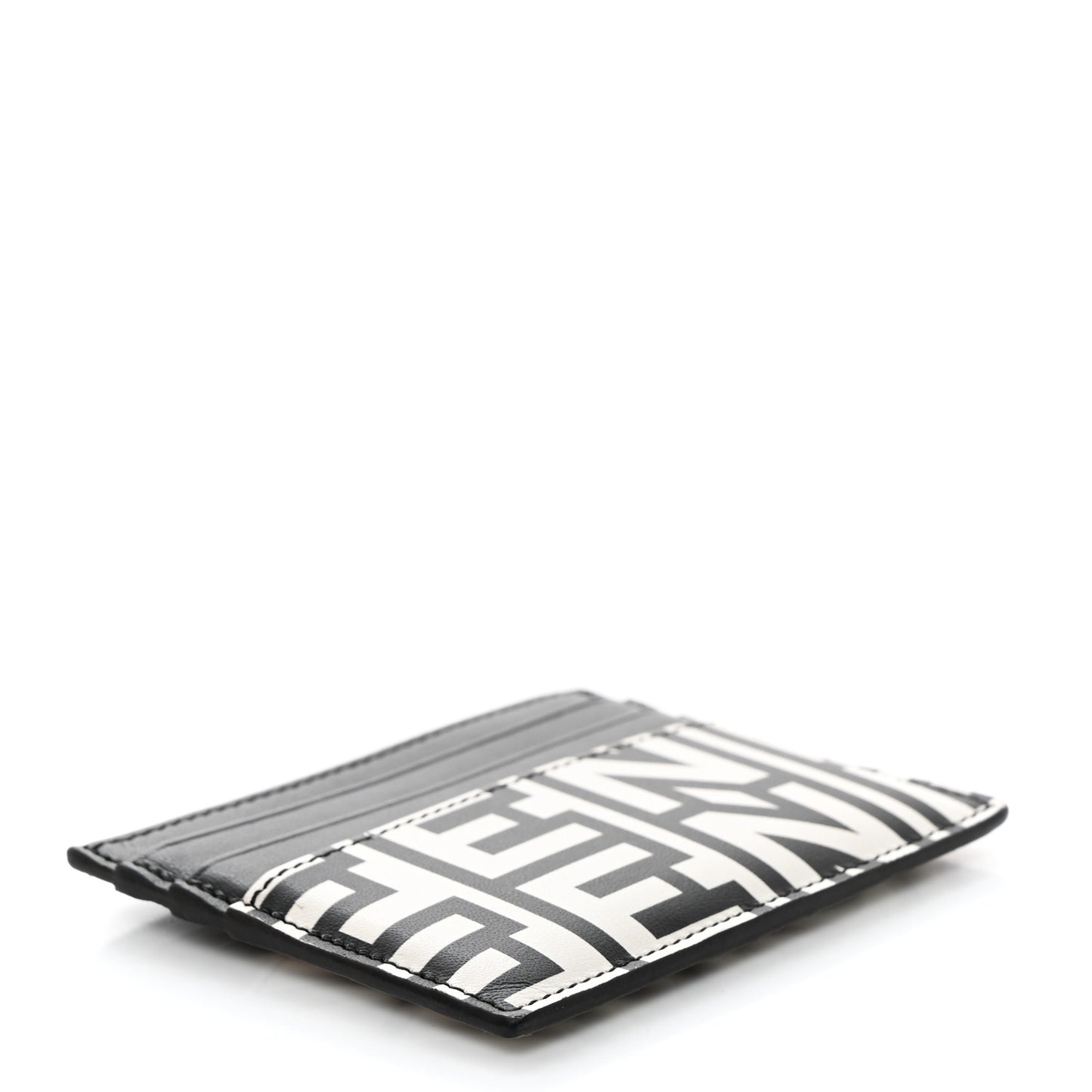 X MARC JACOBS Nappa Vitello King Logo Print Cardholder Black White