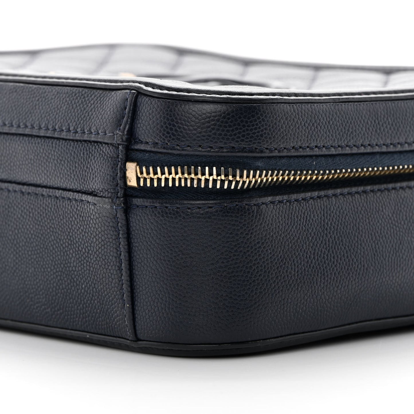 Caviar Quilted Medium CC Filigree Vanity Case Navy