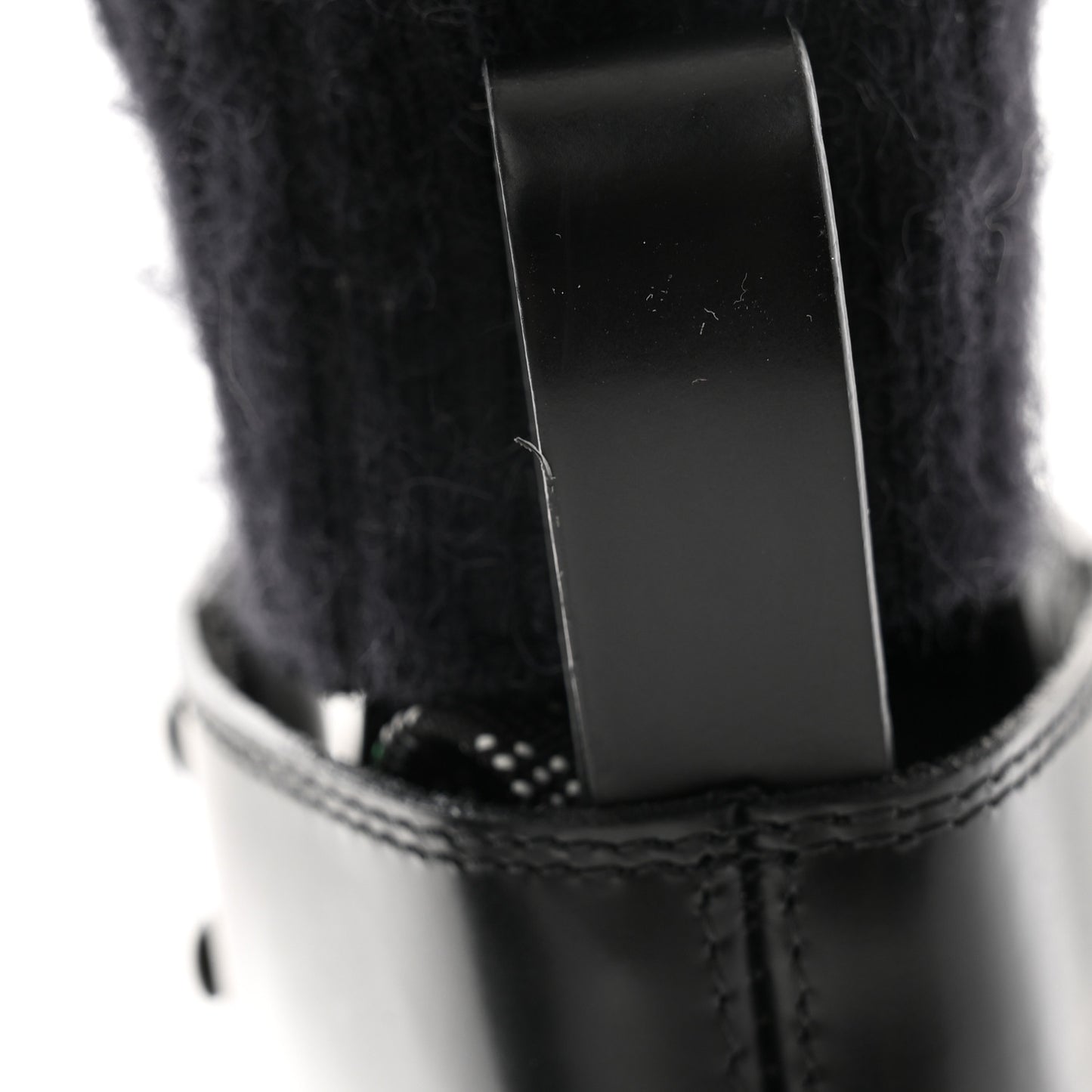Calfskin Knit Wool Chike Ankle Boots 35 Black