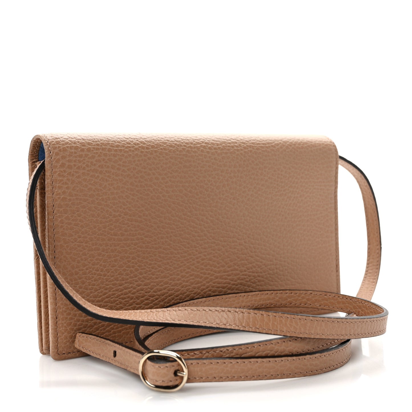 Dollar Calfskin Mini Swing Wallet Bag Camelia Mineral Blue