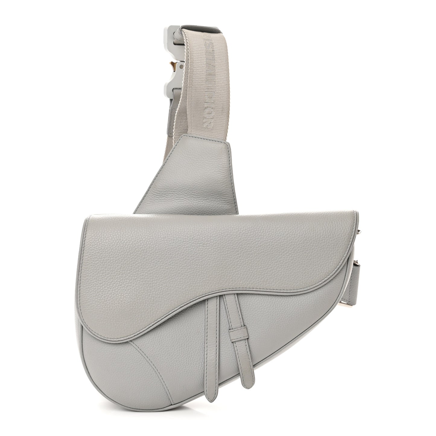 Grained Calfskin Kim Jones Saddle Bag Light Grey