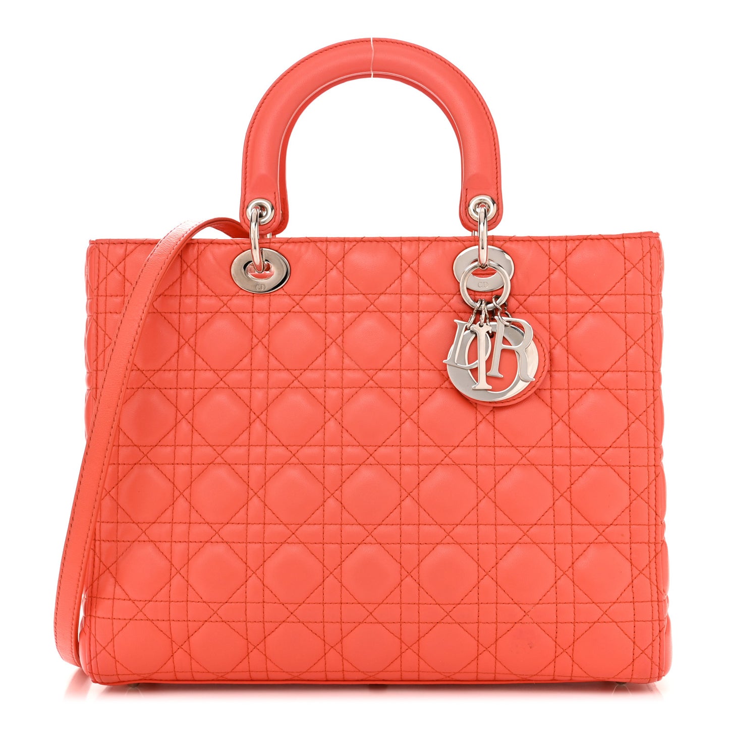 Lambskin Cannage Large Lady Dior Coral