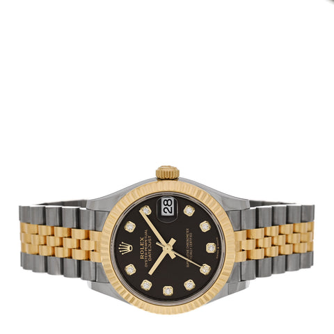 Stainless Steel 18K Yellow Gold Diamond 31mm Oyster Perpetual Datejust Watch Dark Grey 278273