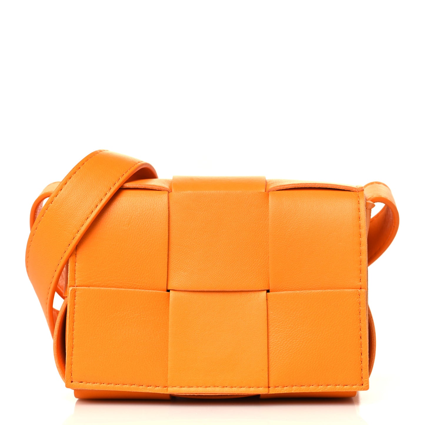 Lambskin Maxi Intrecciato Extra Mini Cassette Crossbody Bag Tangerine