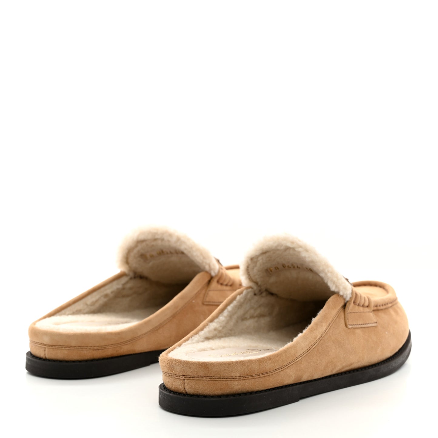 Suede Goatskin Boy Loafer Mule 38 Chestnut