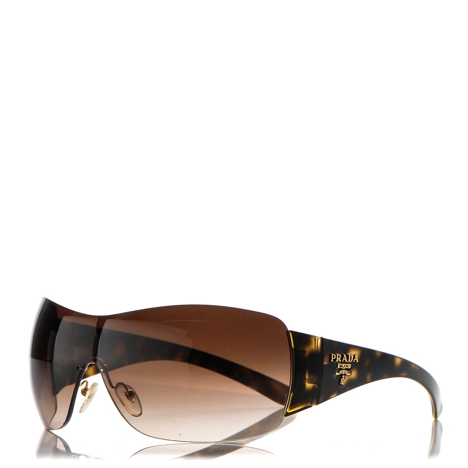 Prada Rimless Shield Sunglasses SPR 22M Tortoise 185044 – FASHIONPHILE