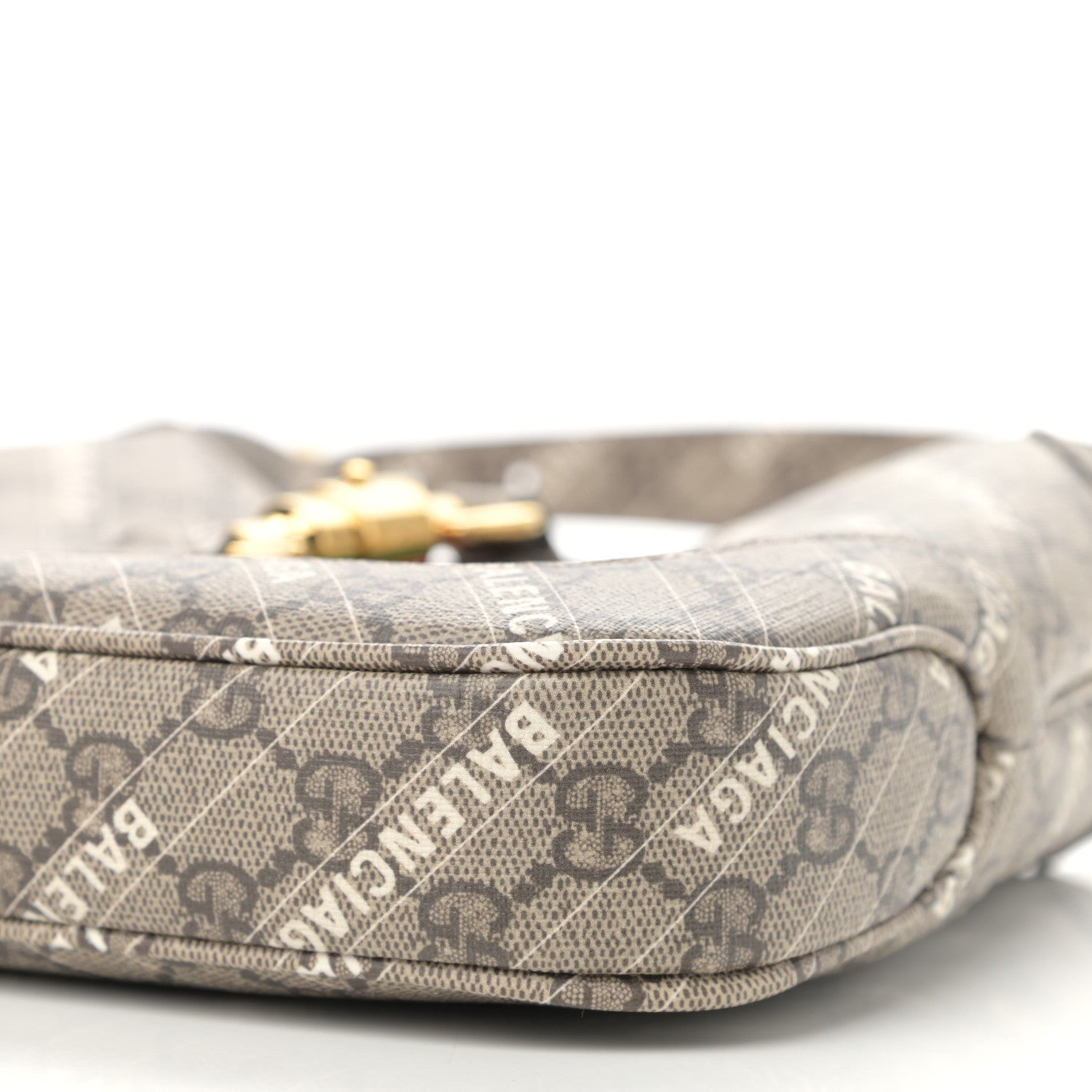 Gucci X BALENCIAGA GG Supreme Monogram Striped Logo Print Web Small Jackie 1961 Hobo Beige Ebony Mystic White 10 of 10