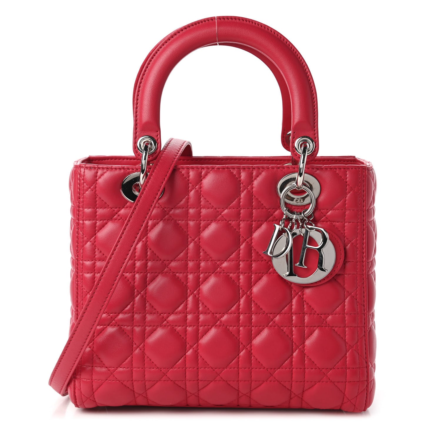 Lambskin Cannage Medium Lady Dior Fuchsia