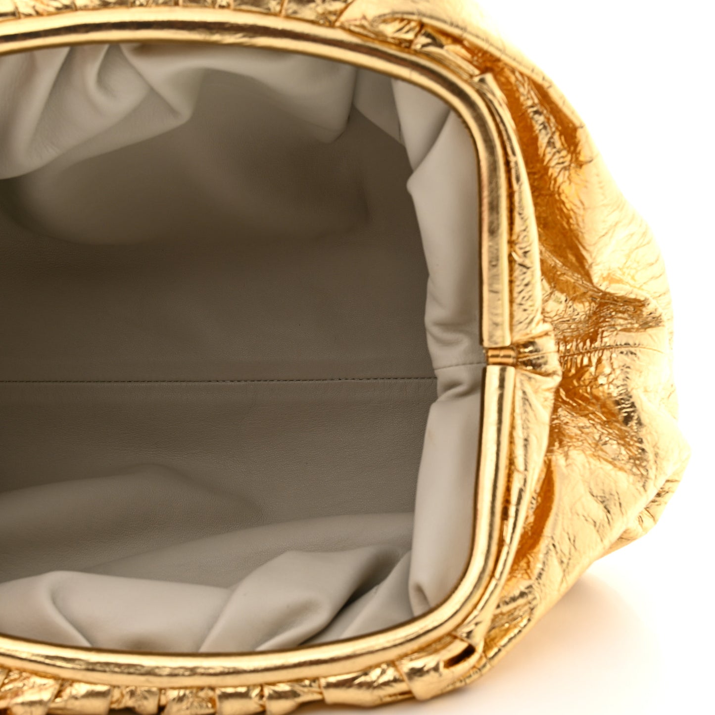 Metallic Crinkled Lambskin The Pouch Oversized Clutch Oro