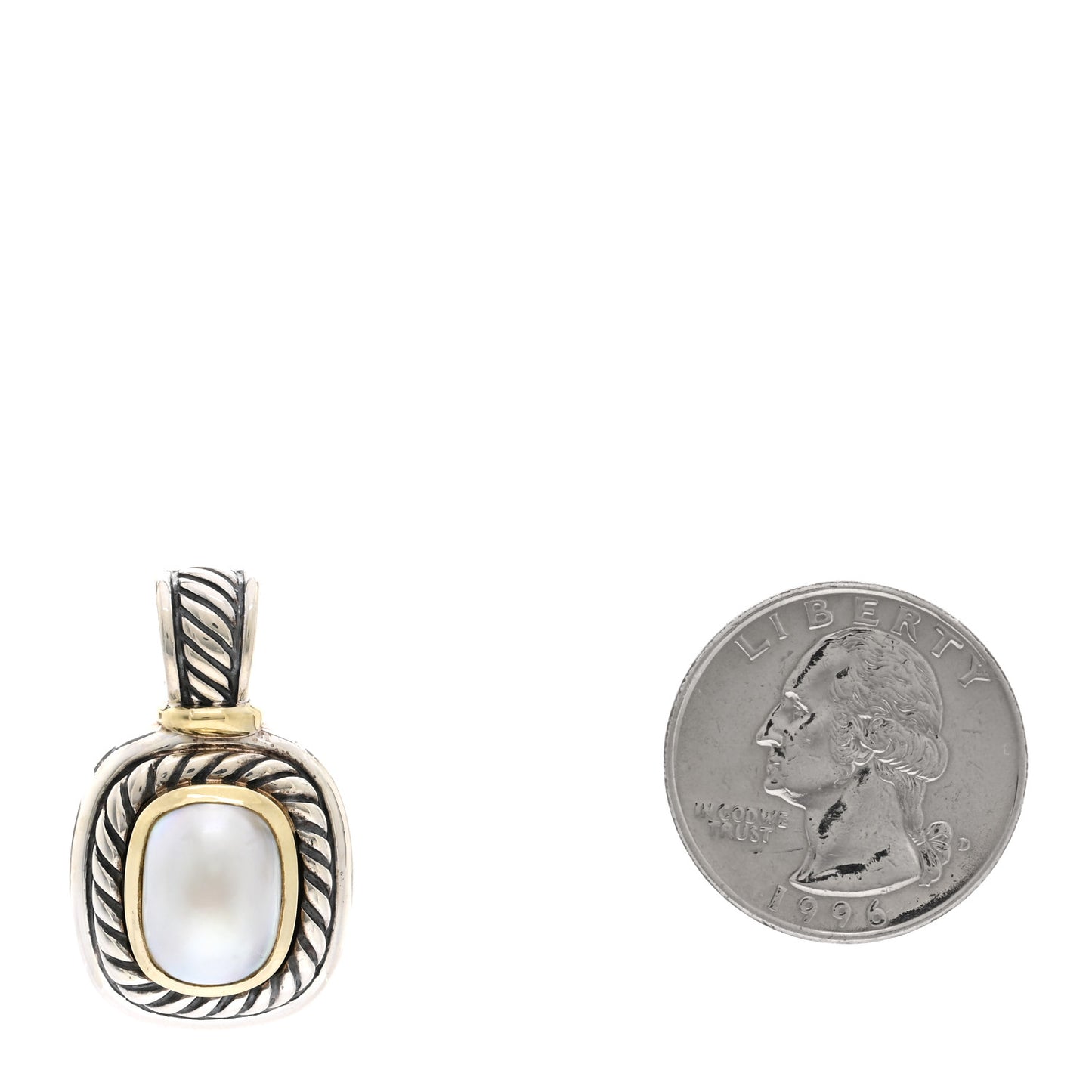 Sterling Silver 14K Yellow Gold Pearl 10mm Albion Enhancer Pendant
