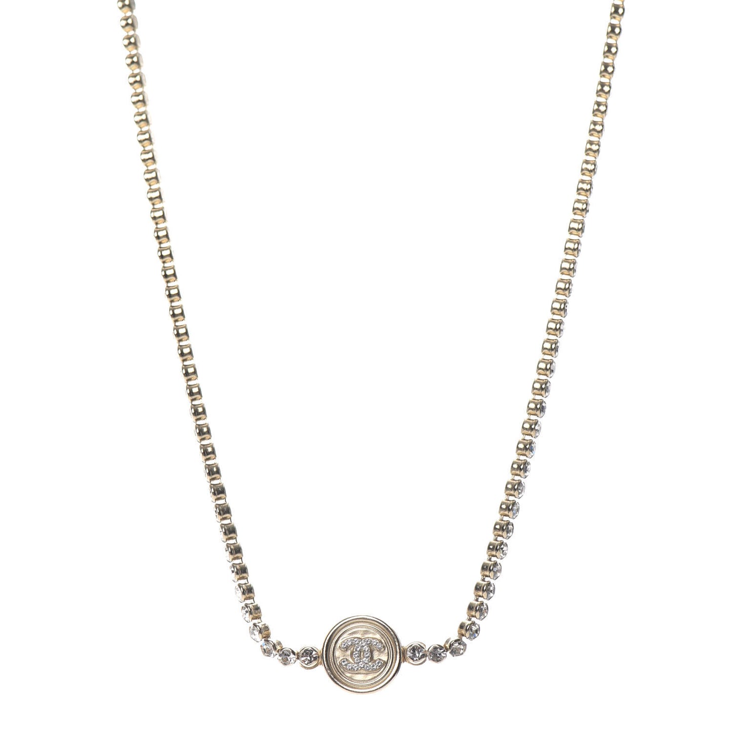 Crystal CC Chain Short Necklace Gold