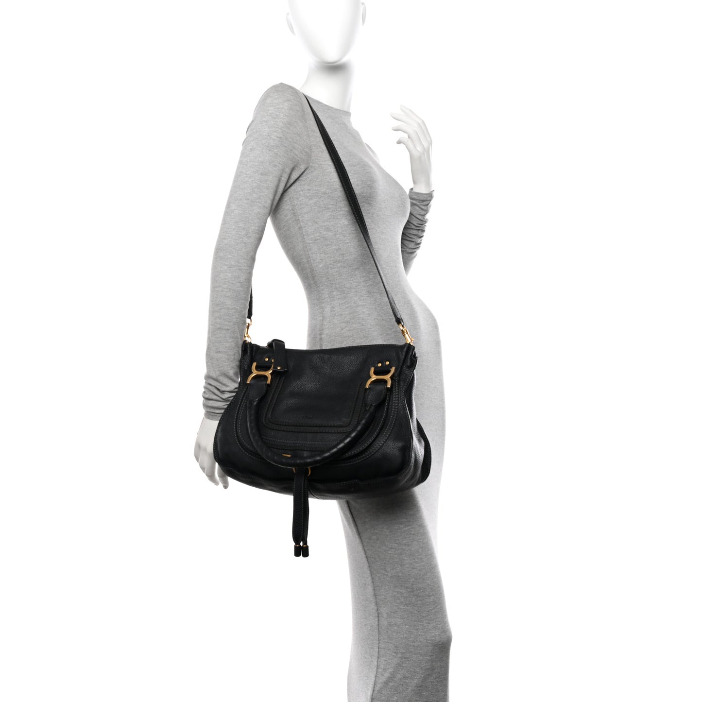 Calfskin Medium Marcie Satchel Black