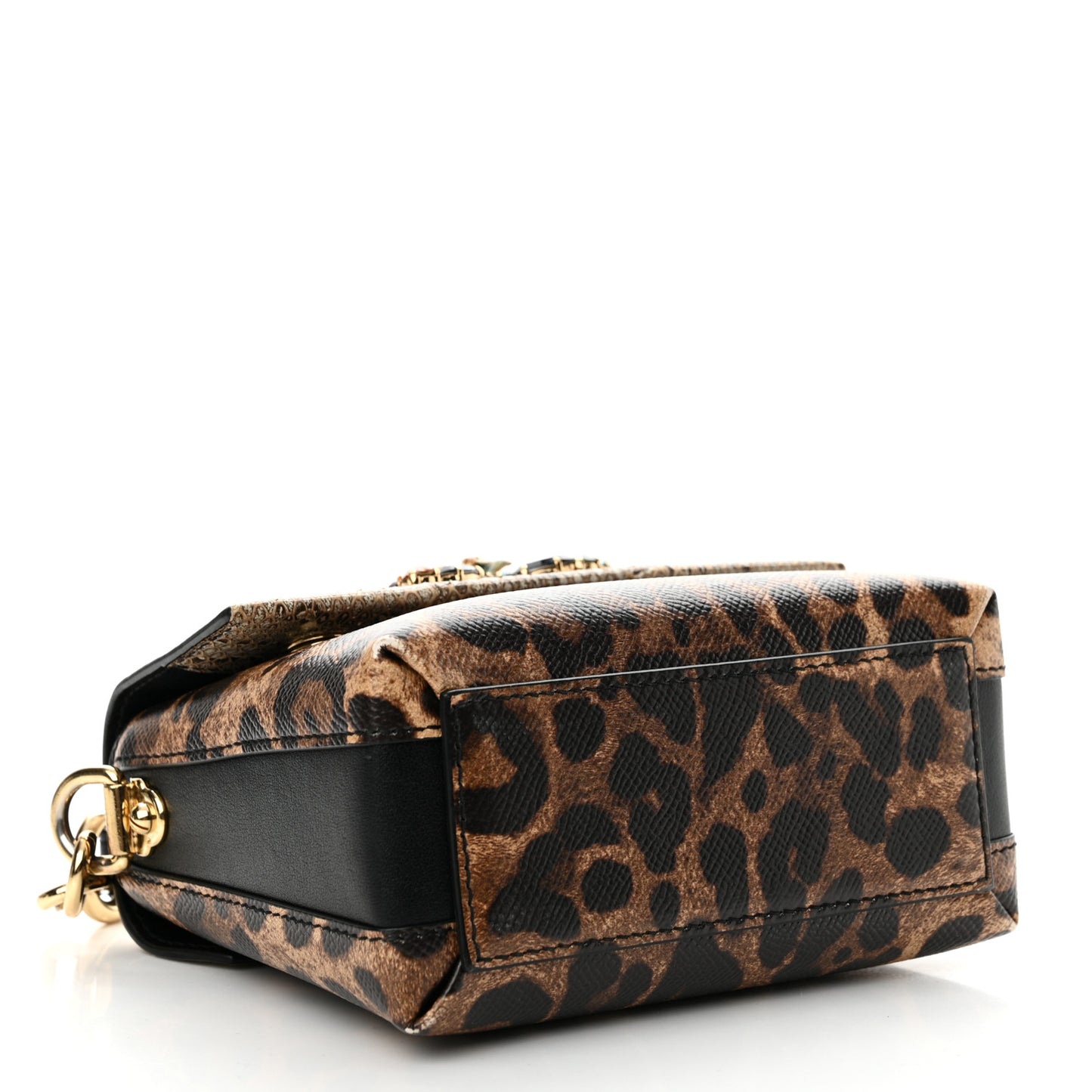Dauphine Ayers Leopard Print Crystal Embellished DG Millennials Mini Crossbody Multicolor