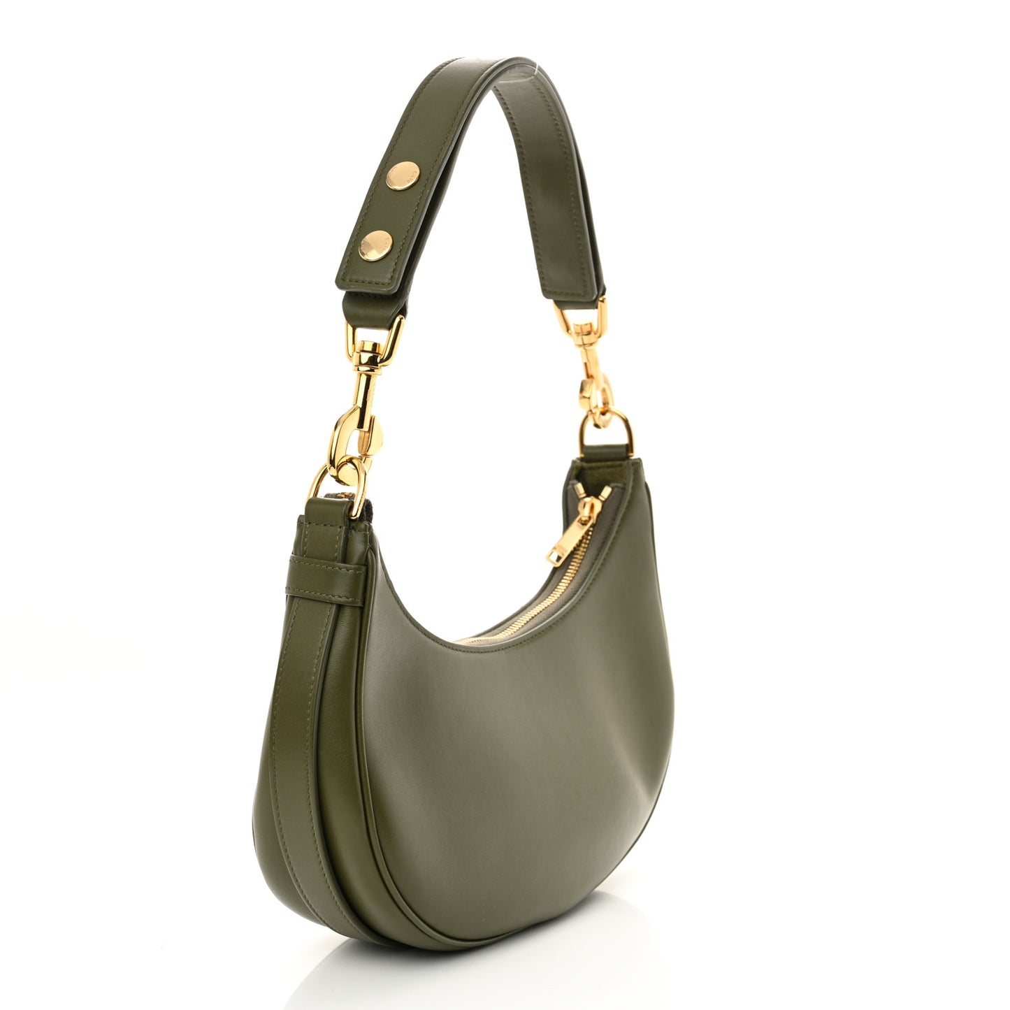 Smooth Calfskin Medium Strap Ava Shoulder Bag Dark Olive