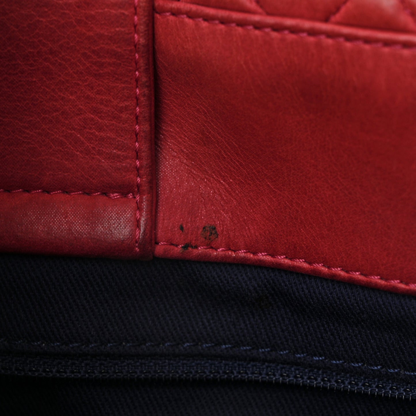 Iridescent Calfskin Small New Bubble Quilt Tote Red