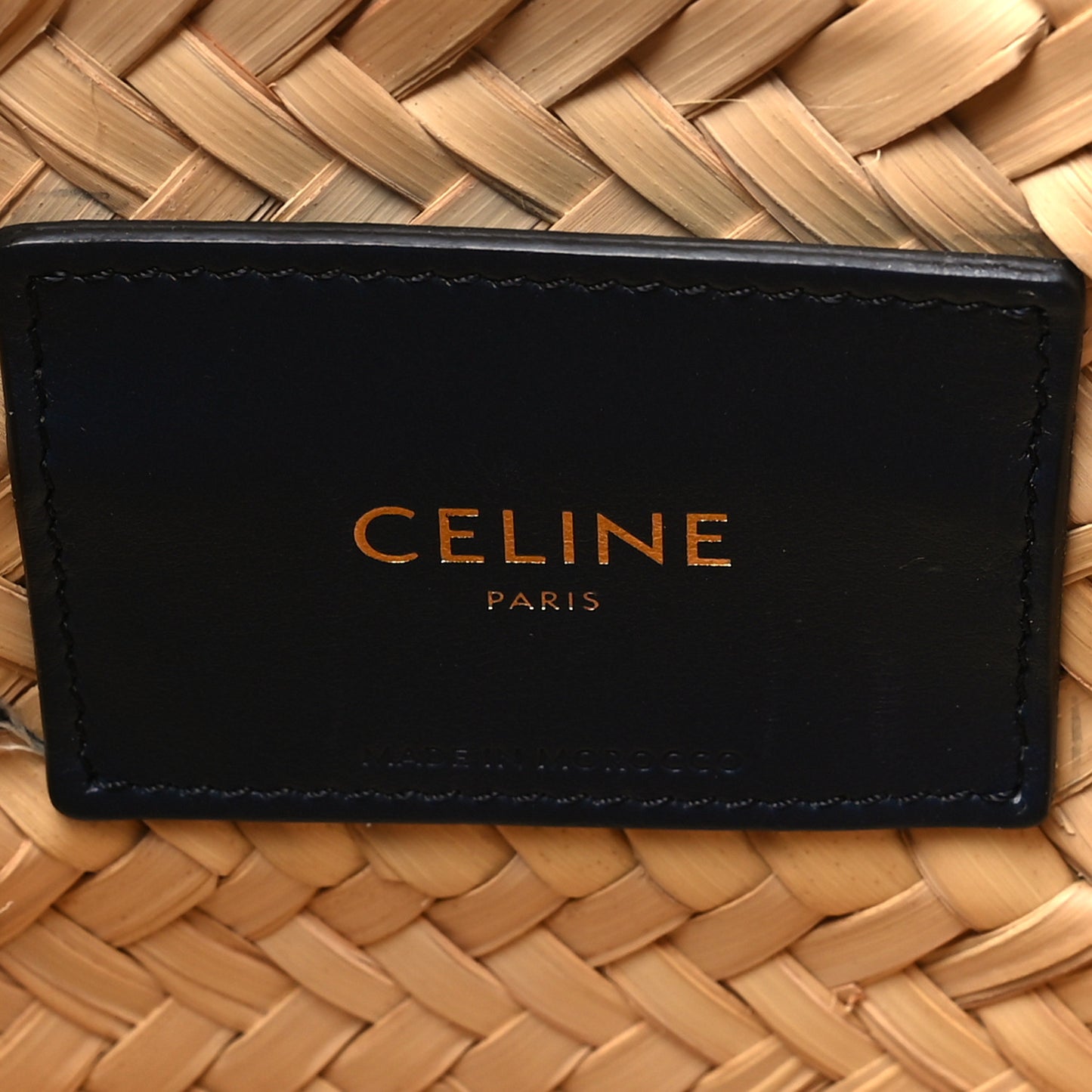 Raffia Calfskin Triomphe Teen Panier Navy Blue