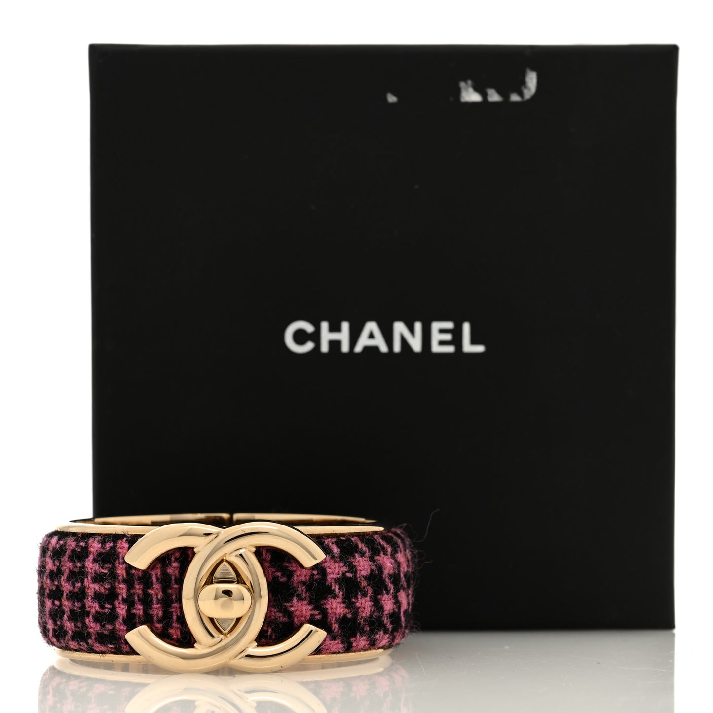 Tweed CC Turnlock Cuff Bracelet Pink