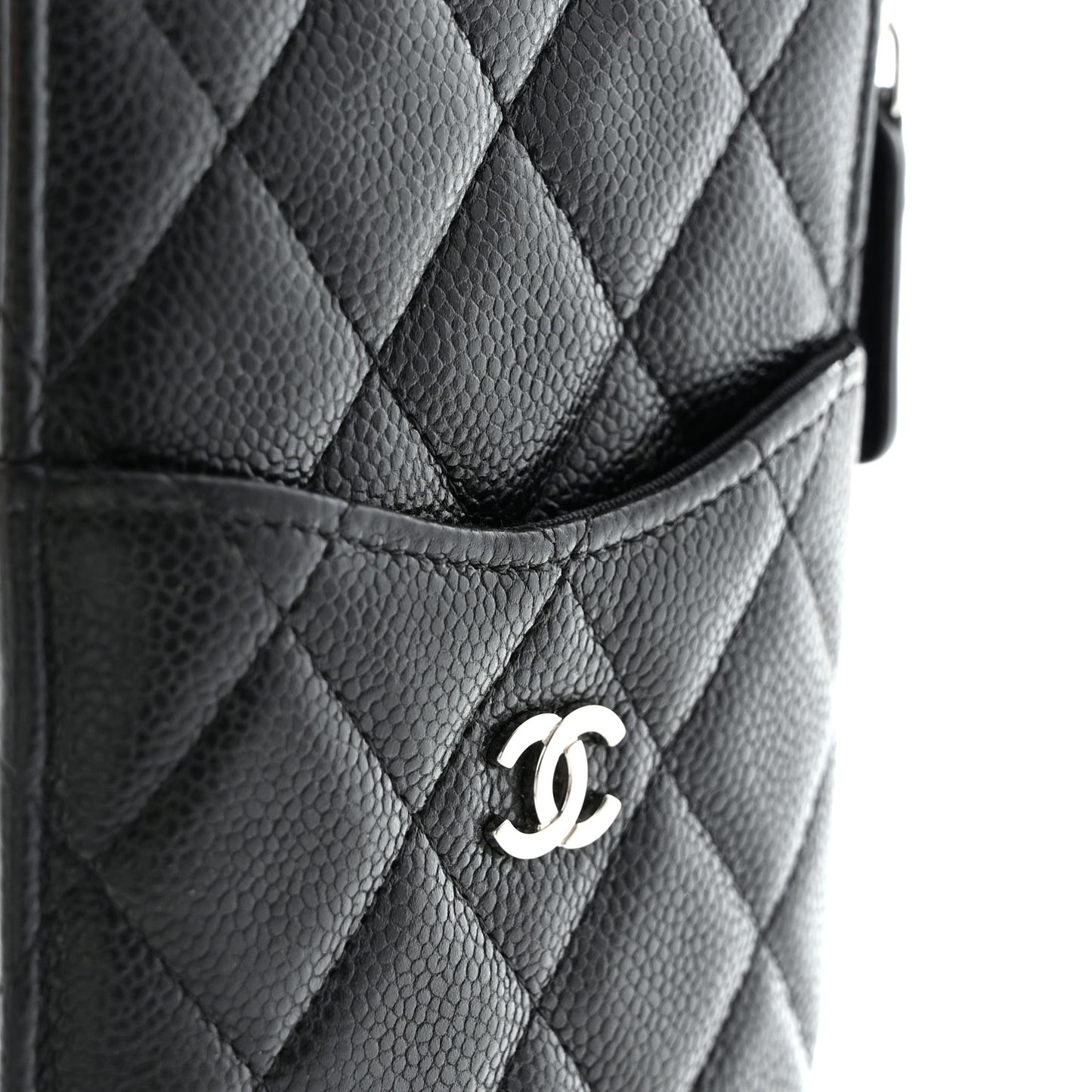 Caviar Quilted Classic Flat Wallet Pouch Black