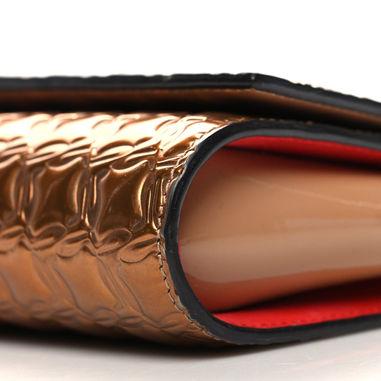 Metallic Houndstooth Embossed Paloma Clutch Gold