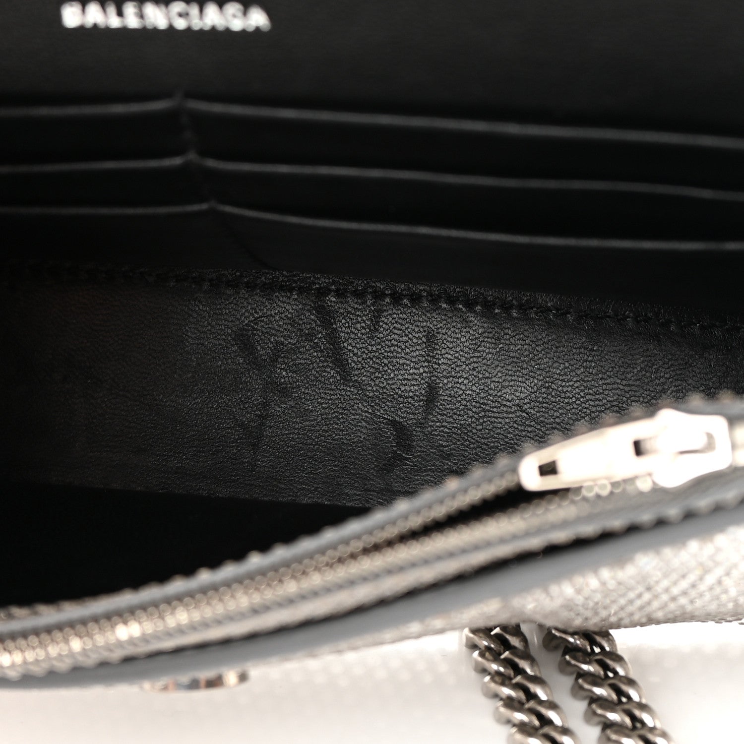 Balenciaga Strass Suede Hourglass Chain Bag Smoke Grey Crystal 11 of 16