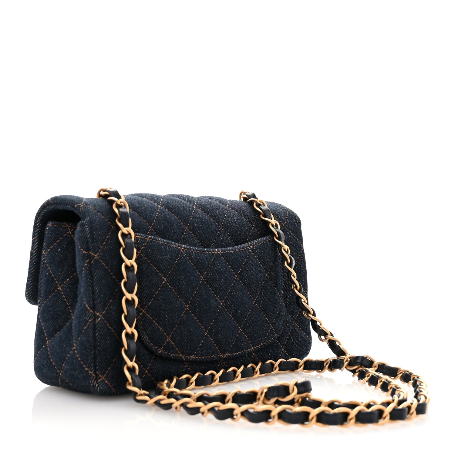 Chanel Denim Quilted Mini Rectangular Flap Dark Blue 3 of 10