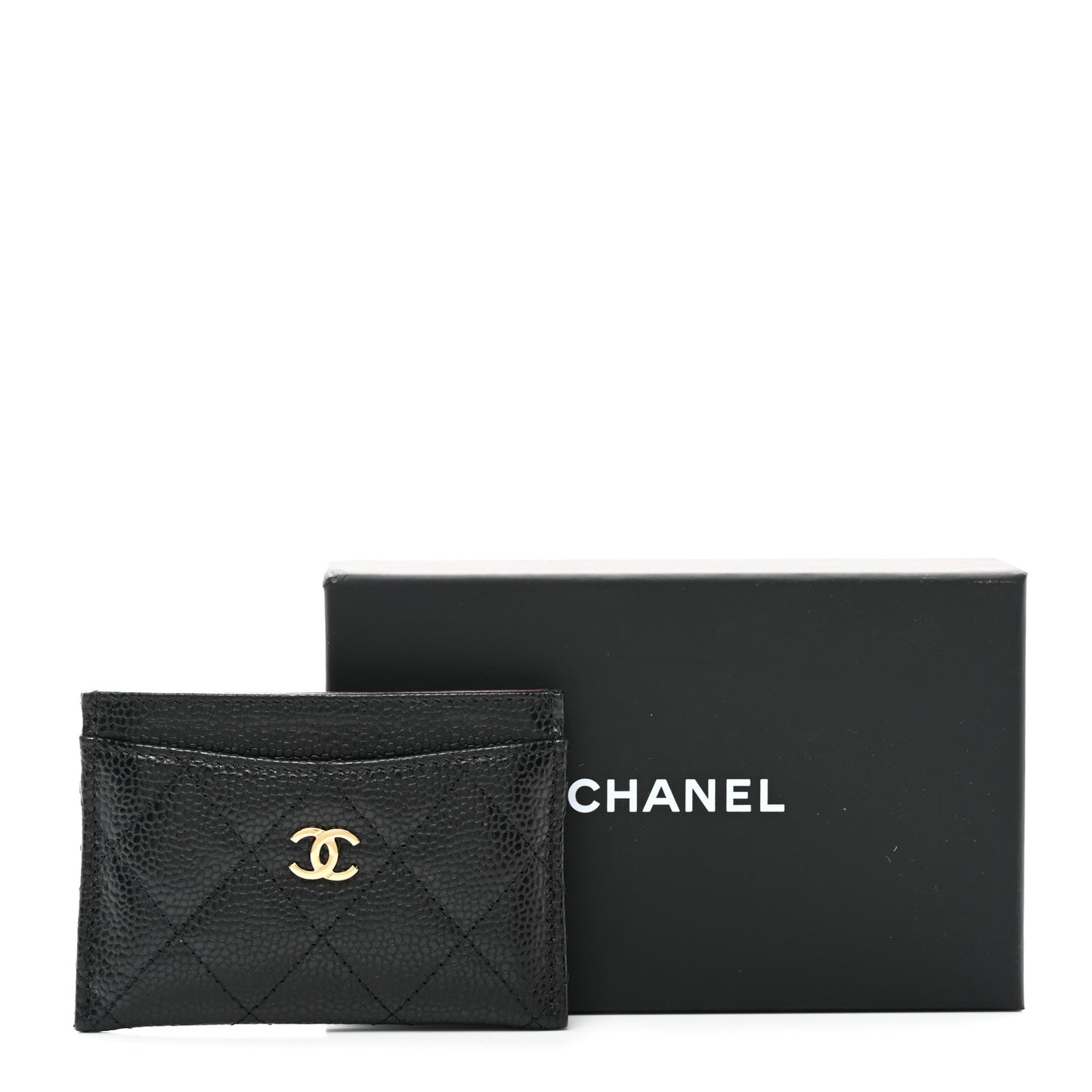Caviar Quilted Card Holder Black