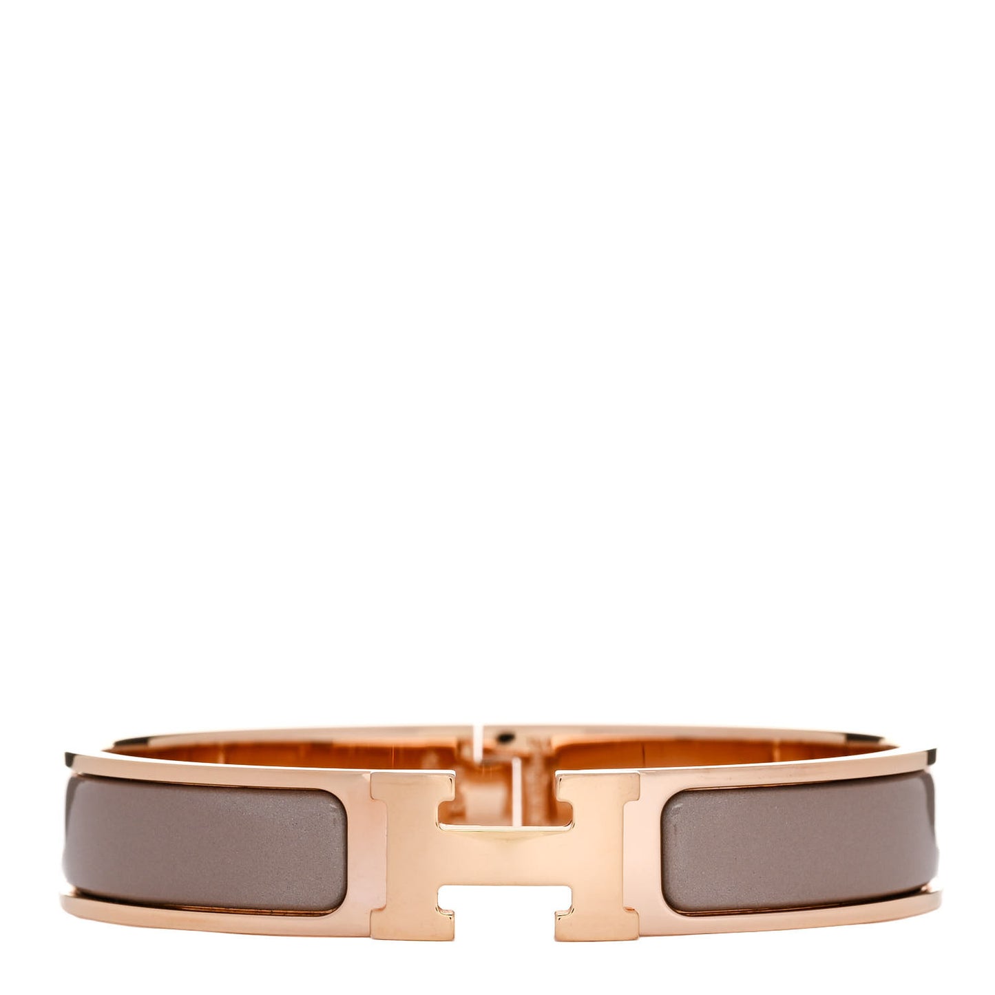 Enamel Narrow Clic Clac H Bracelet GM Marron Glace