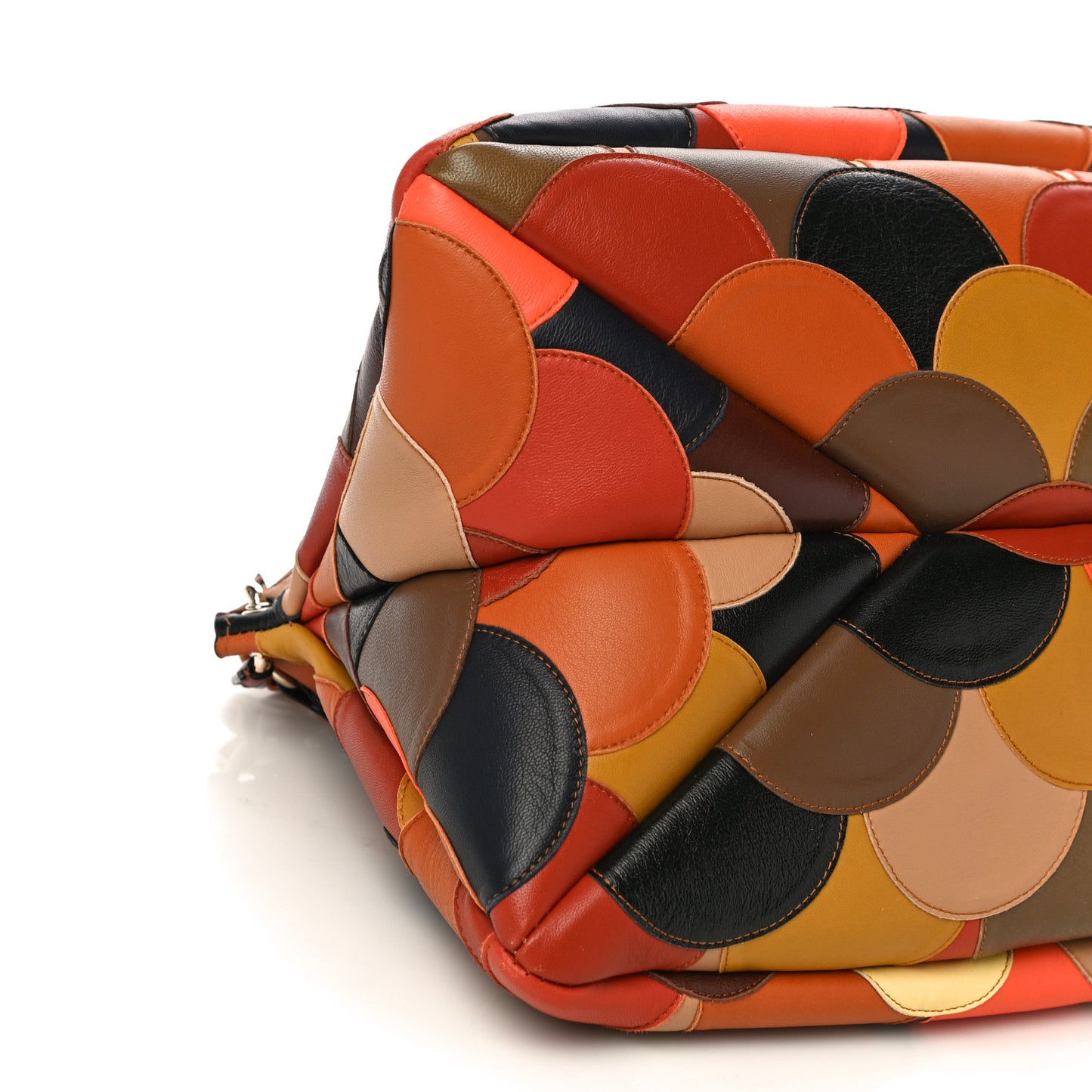 Shiny Calfskin Scalloped Patchwork Medium Juana Shoulder Bag Multicolor