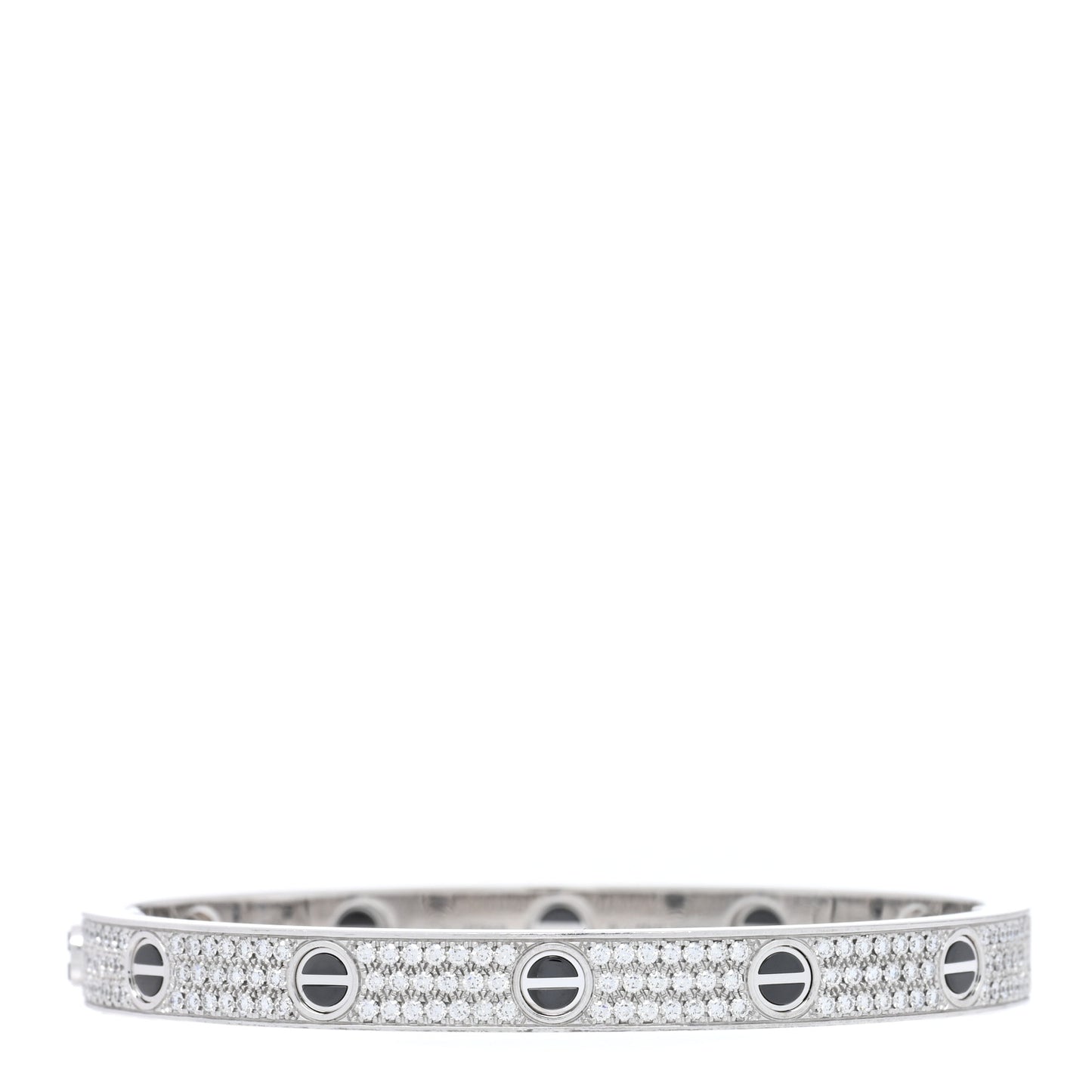 18K White Gold Diamond Ceramic LOVE Paved Bracelet 18