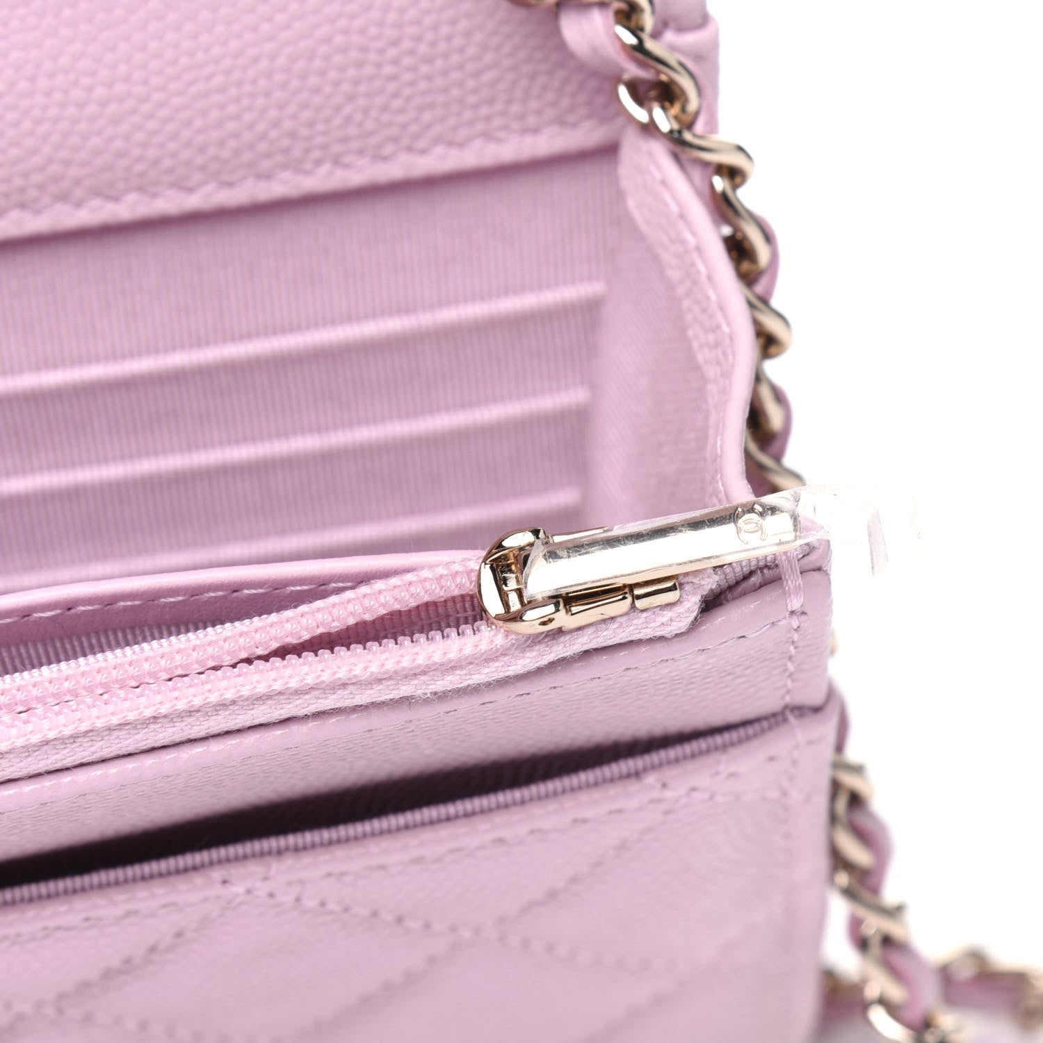 Chanel Caviar Quilted Wallet On Chain WOC Light Pink 9 of 14