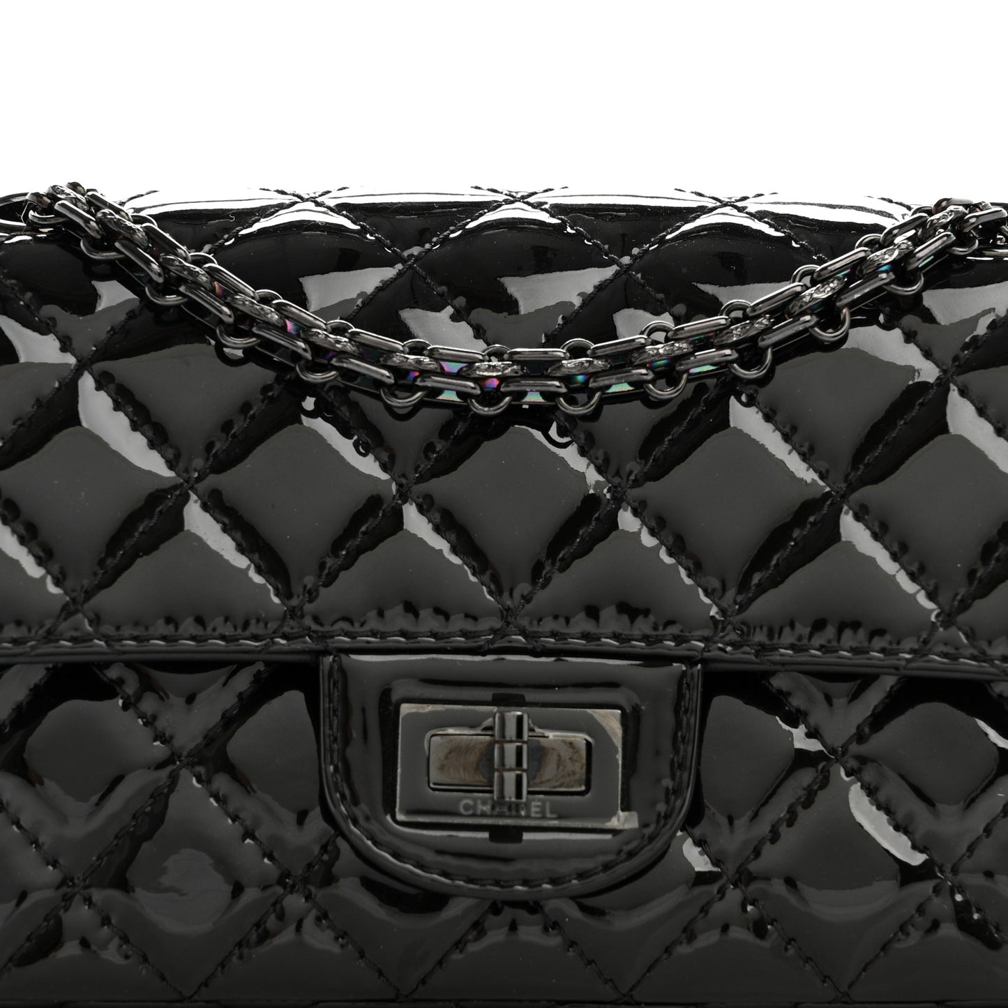 Patent Calfskin Quilted 2.55 Reissue Mini Flap So Black