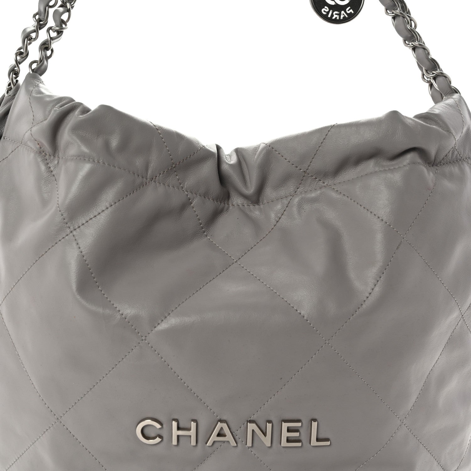 Chanel Shiny Calfskin Quilted Small Chanel 22 Grey 9 of 15