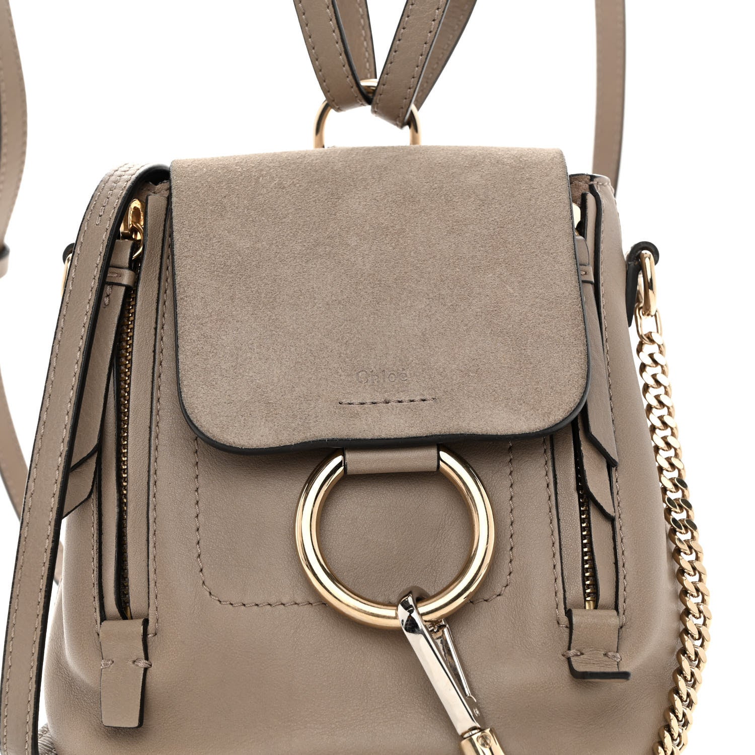 Chloe Suede Calfskin Mini Faye Backpack Motty Grey 9 of 11