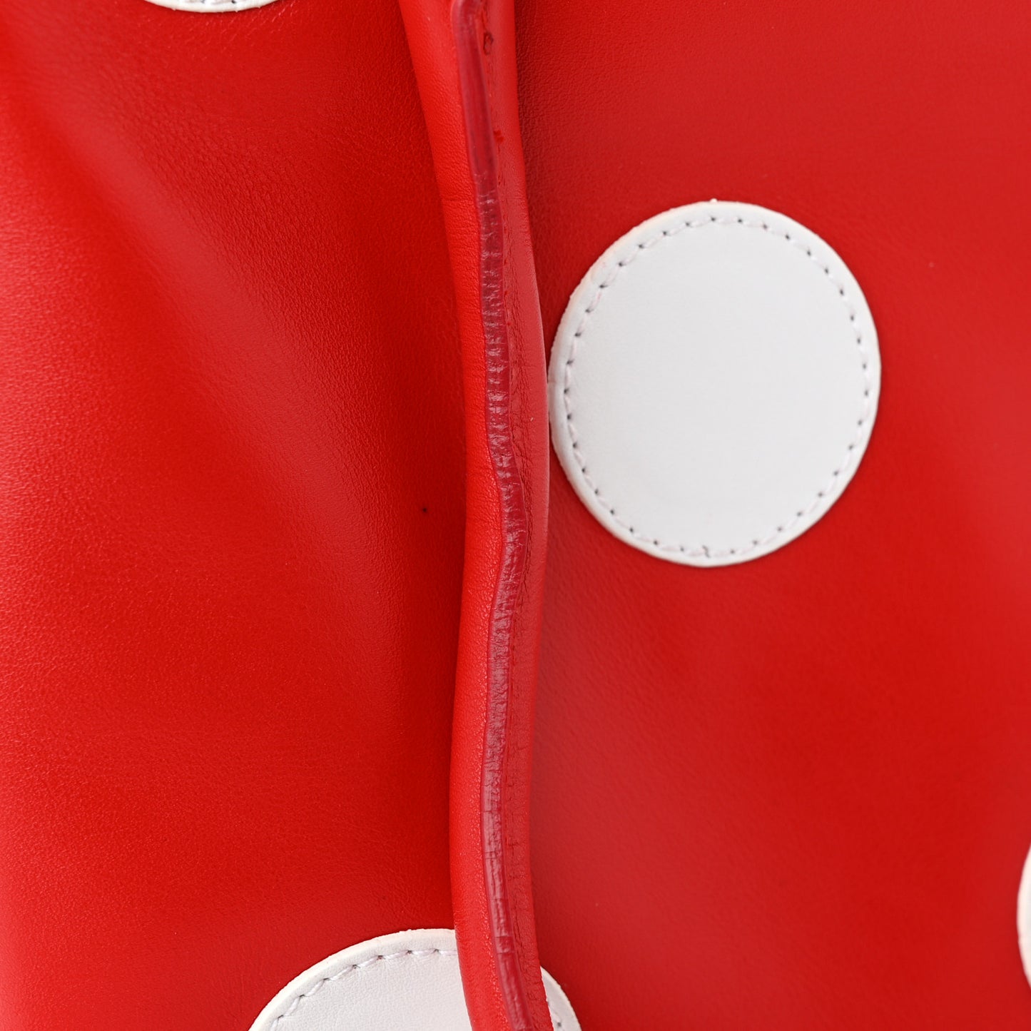 Calfskin Polka Dot Satchel Red White