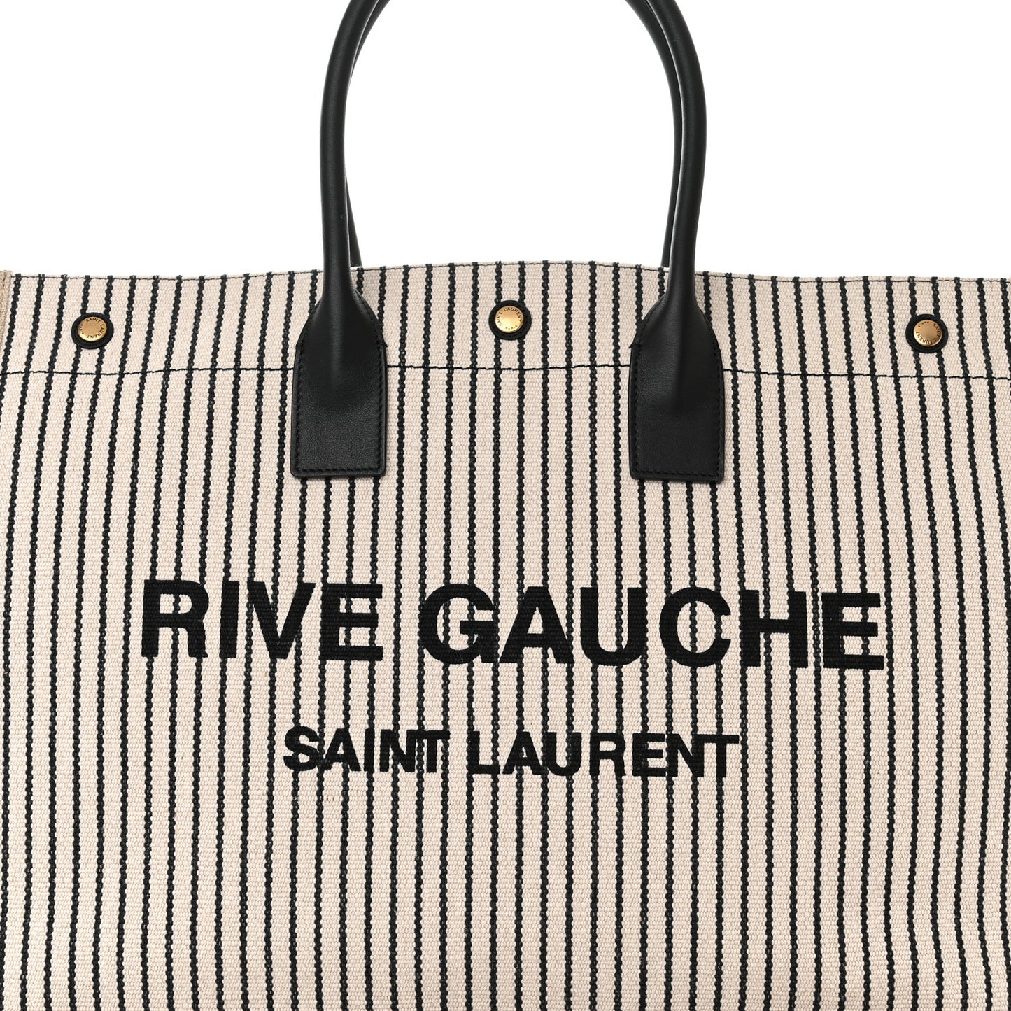 Embroidered Cotton Linen Rive Gauche Noe Tote Natural Black