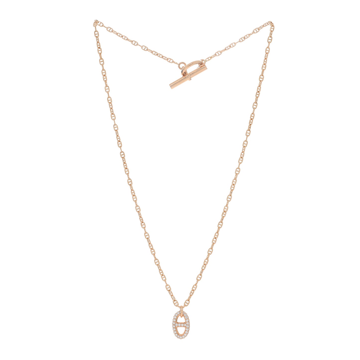 18K Rose Gold Diamond PM New Farandole Pendant Necklace SH