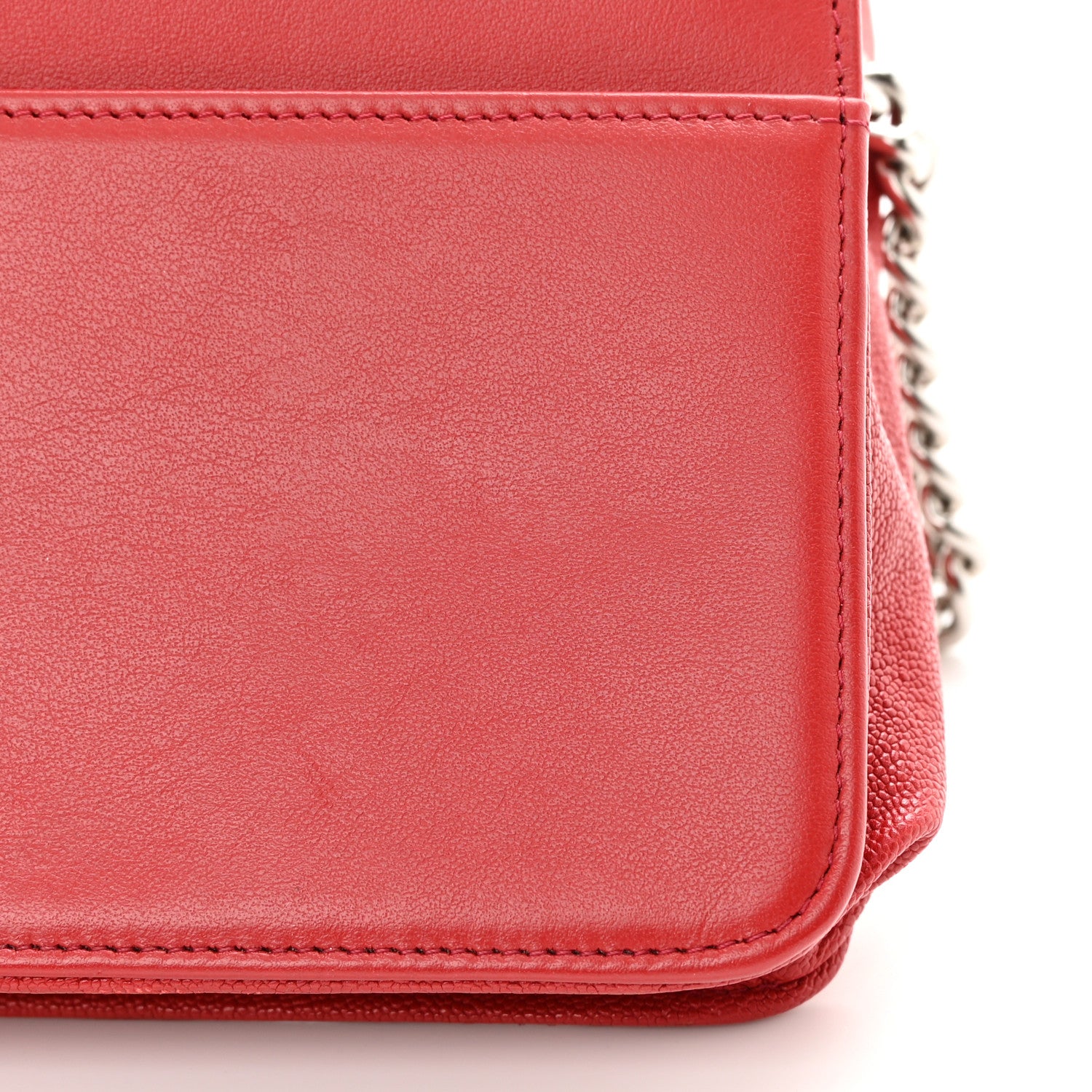 Chanel Caviar Quilted Boy Wallet On Chain WOC Red 13 of 17