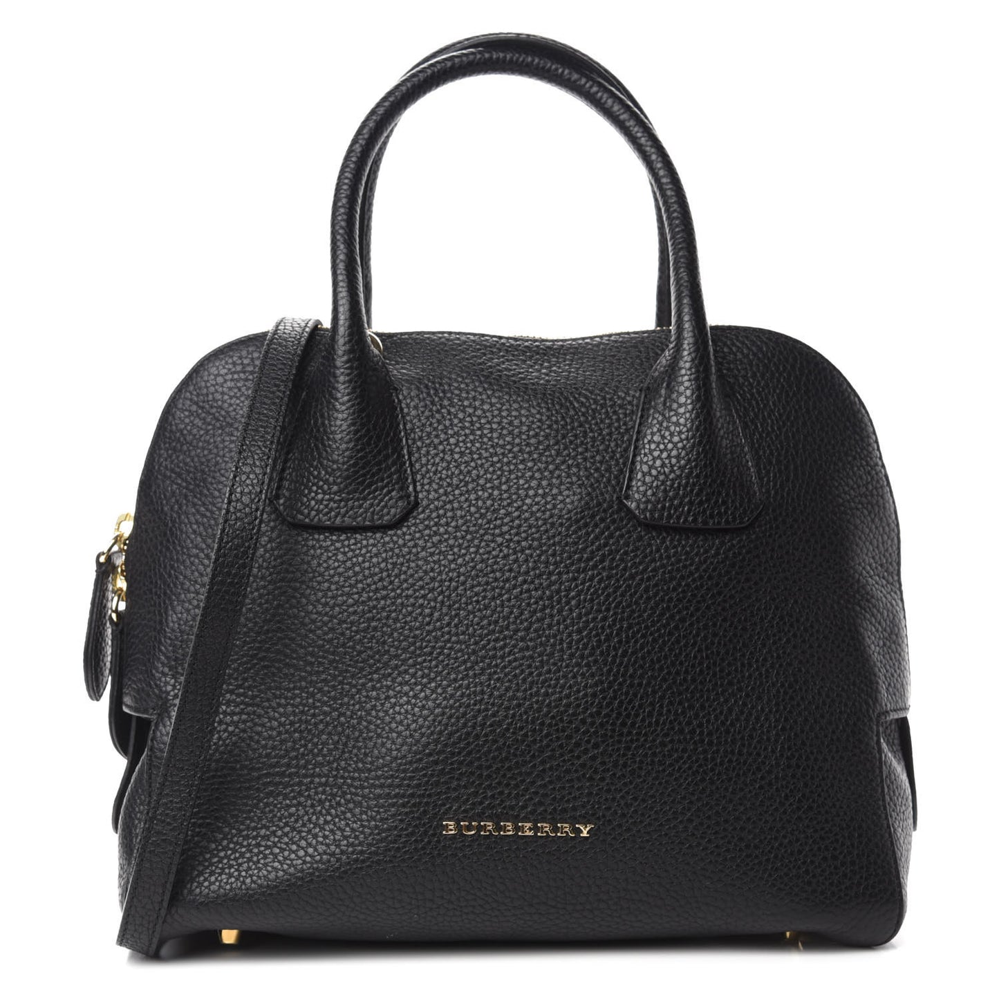 London Grainy Calfskin Small Greenwood Bowling Bag Black